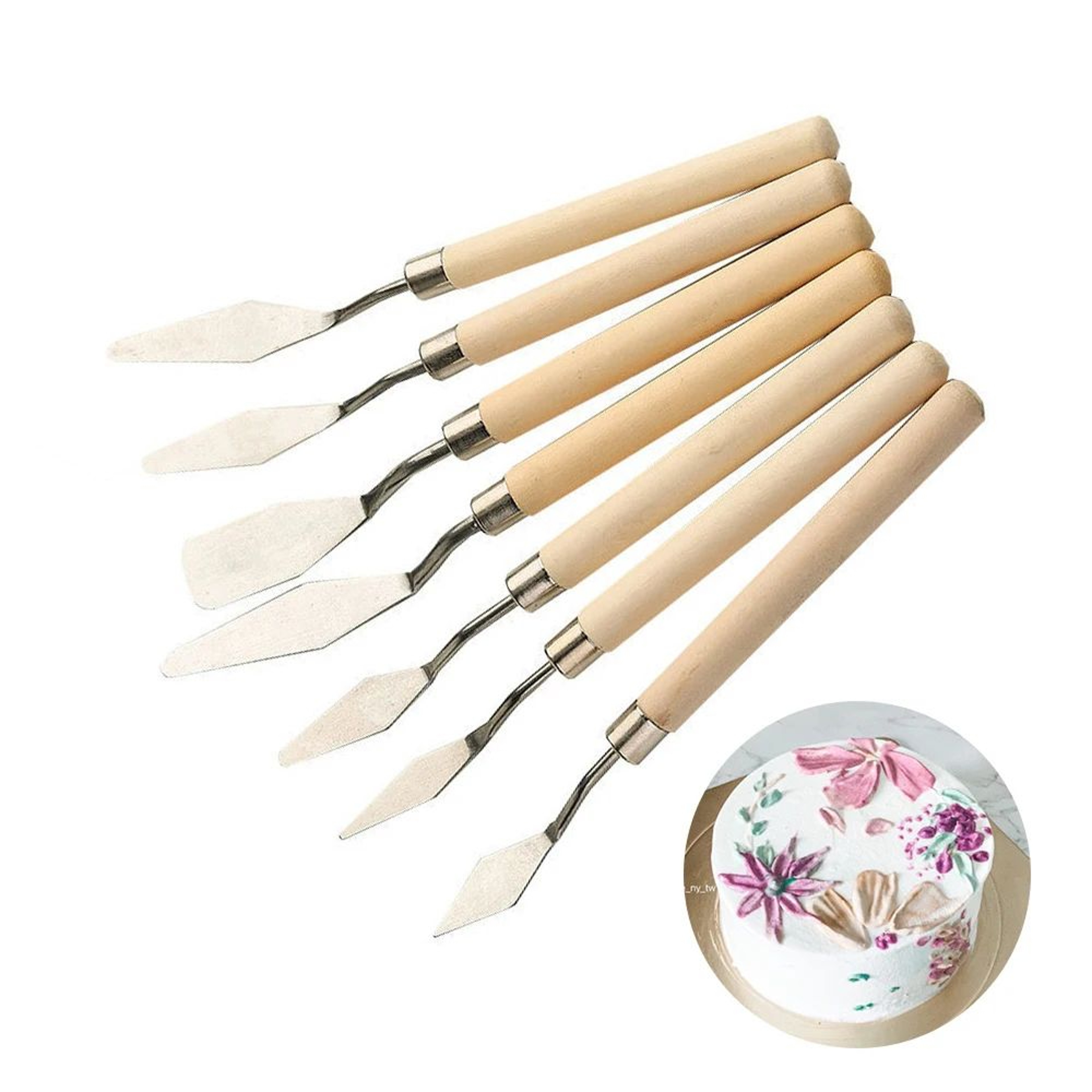 Premium 7Piece Cake  Art Palette Knife Set  Ideal For Baking Frosting Clay  DIY Decorating 0