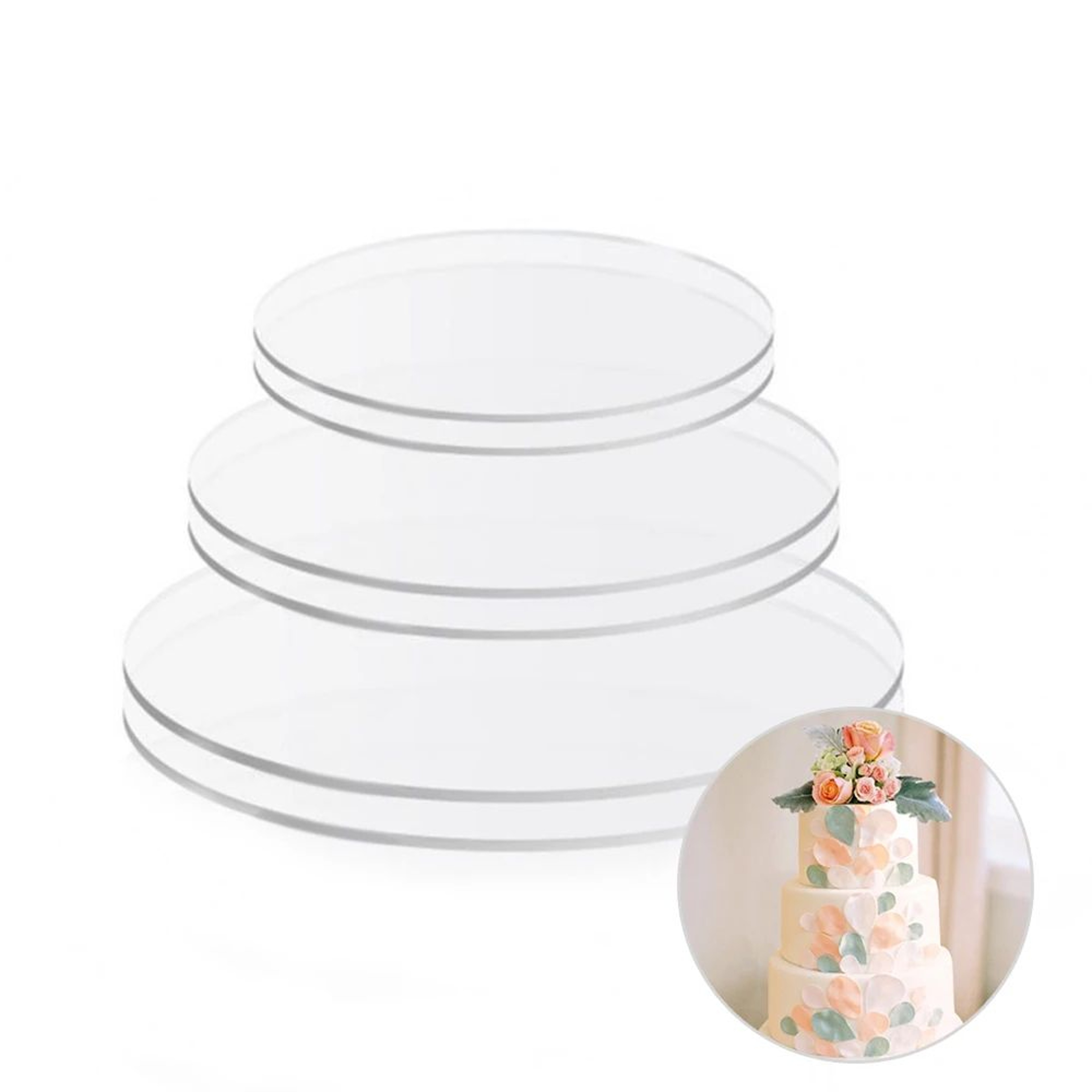 Premium Reusable Acrylic Cake Disc  Base Plate  Clear Round Cake Decorating Board 2Pack 0