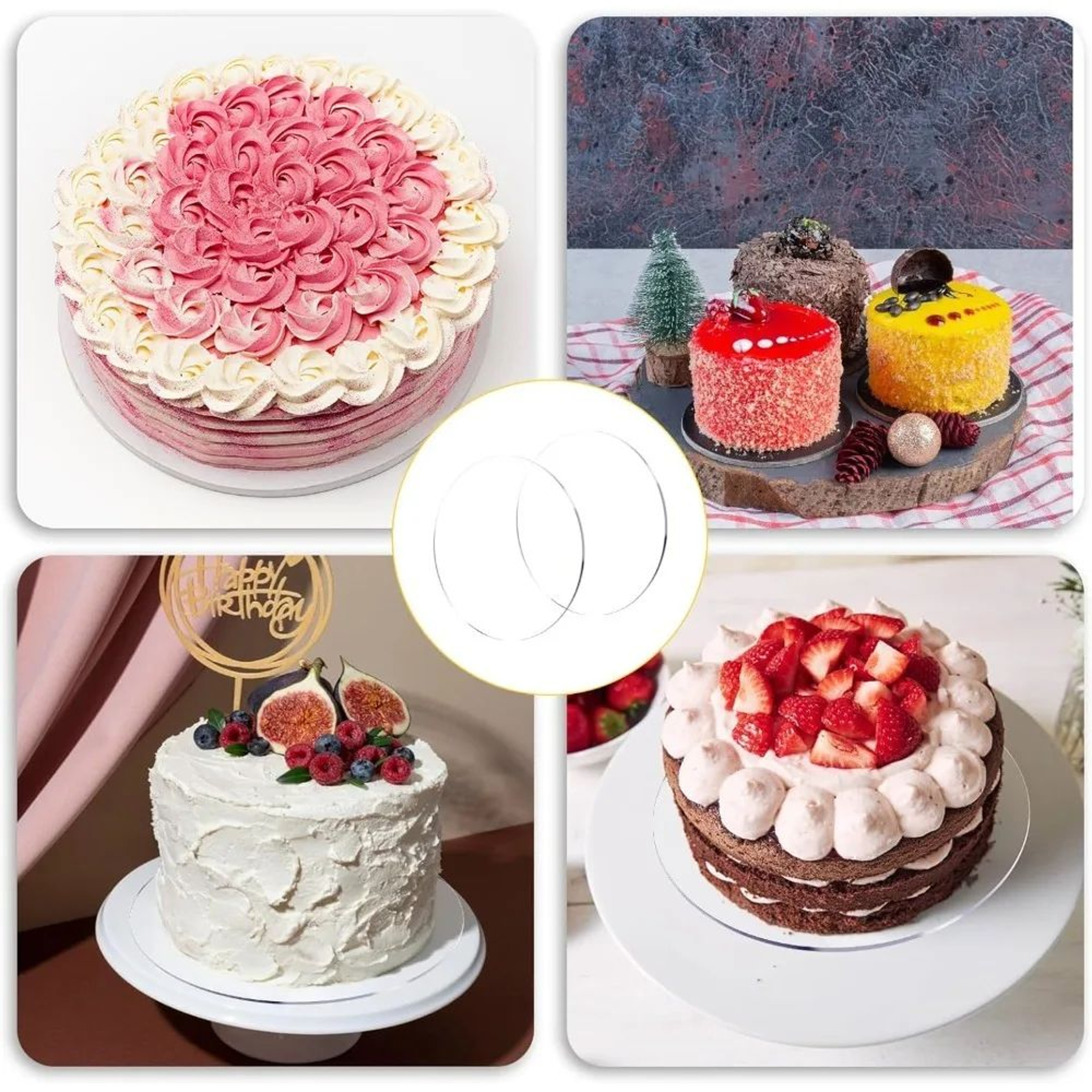 Premium Clear Acrylic Cake Boards Set  Reusable Round Cake Display Boards For Baking Decorating  De 5