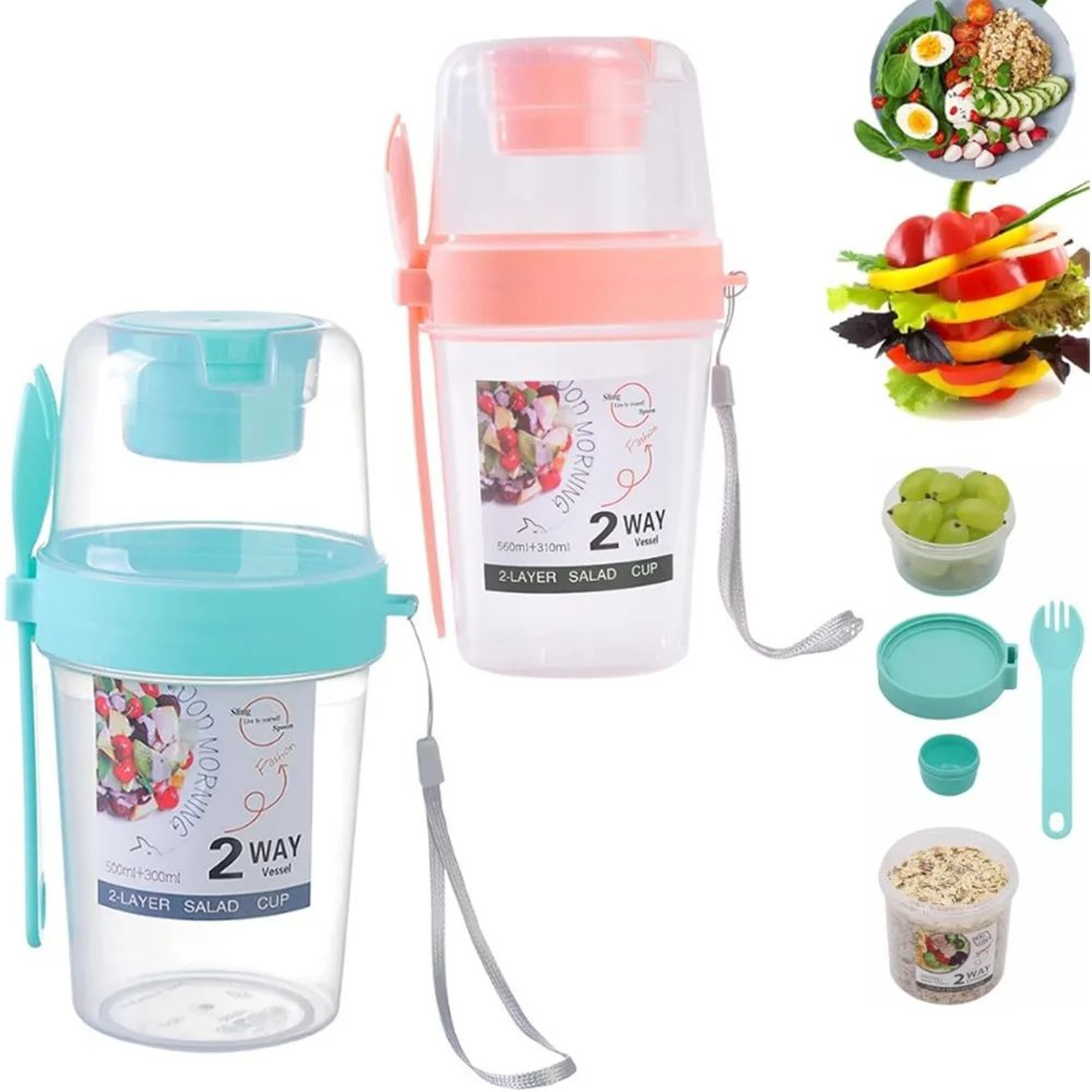 Portable Meal Prep  Breakfast On The Go Cups  LeakResistant Yogurt Cereal  Salad Parfait Containers 0