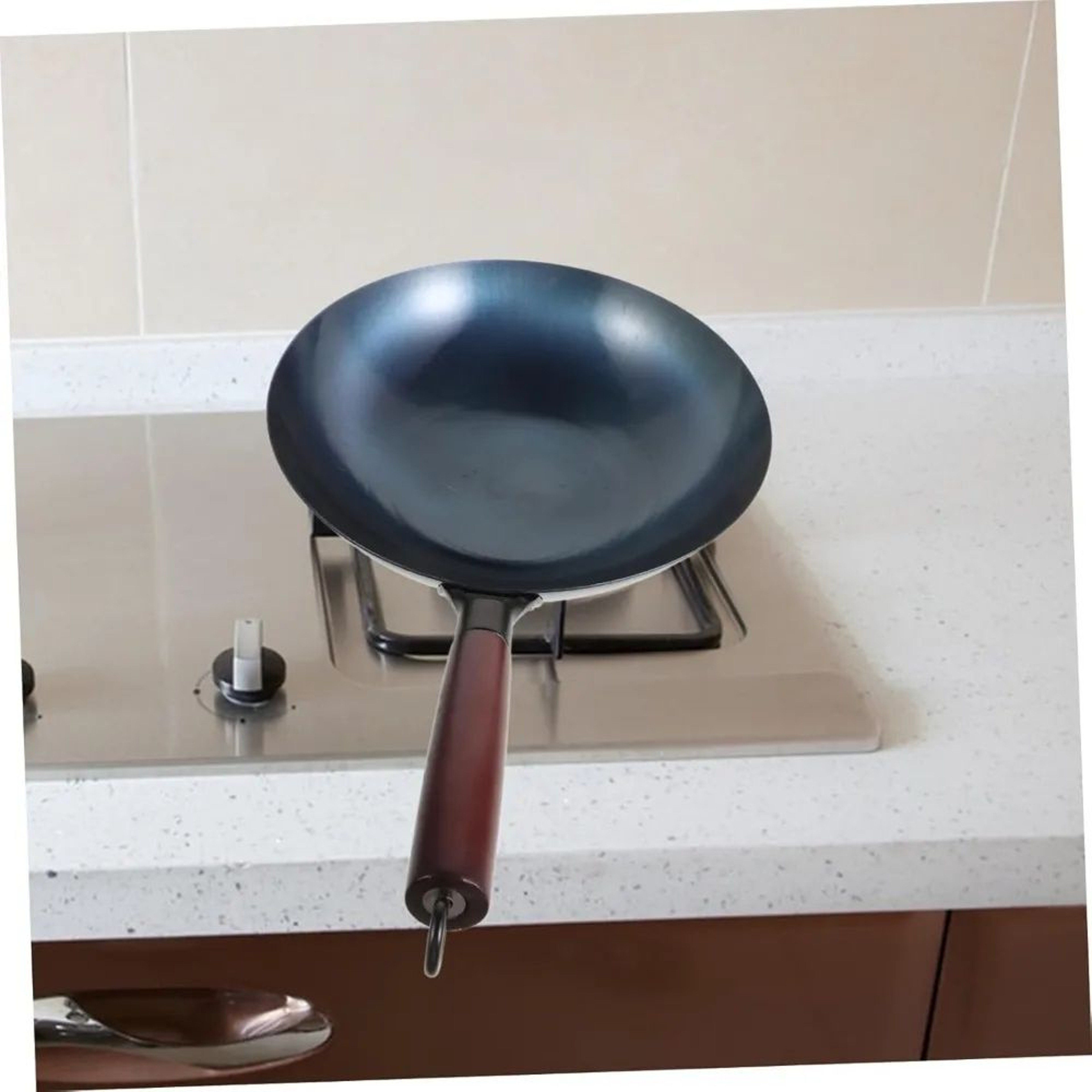 HeritagePro Traditional Cast Iron Wok  Premium Iron Cookware With Wood Handle 12 In 0