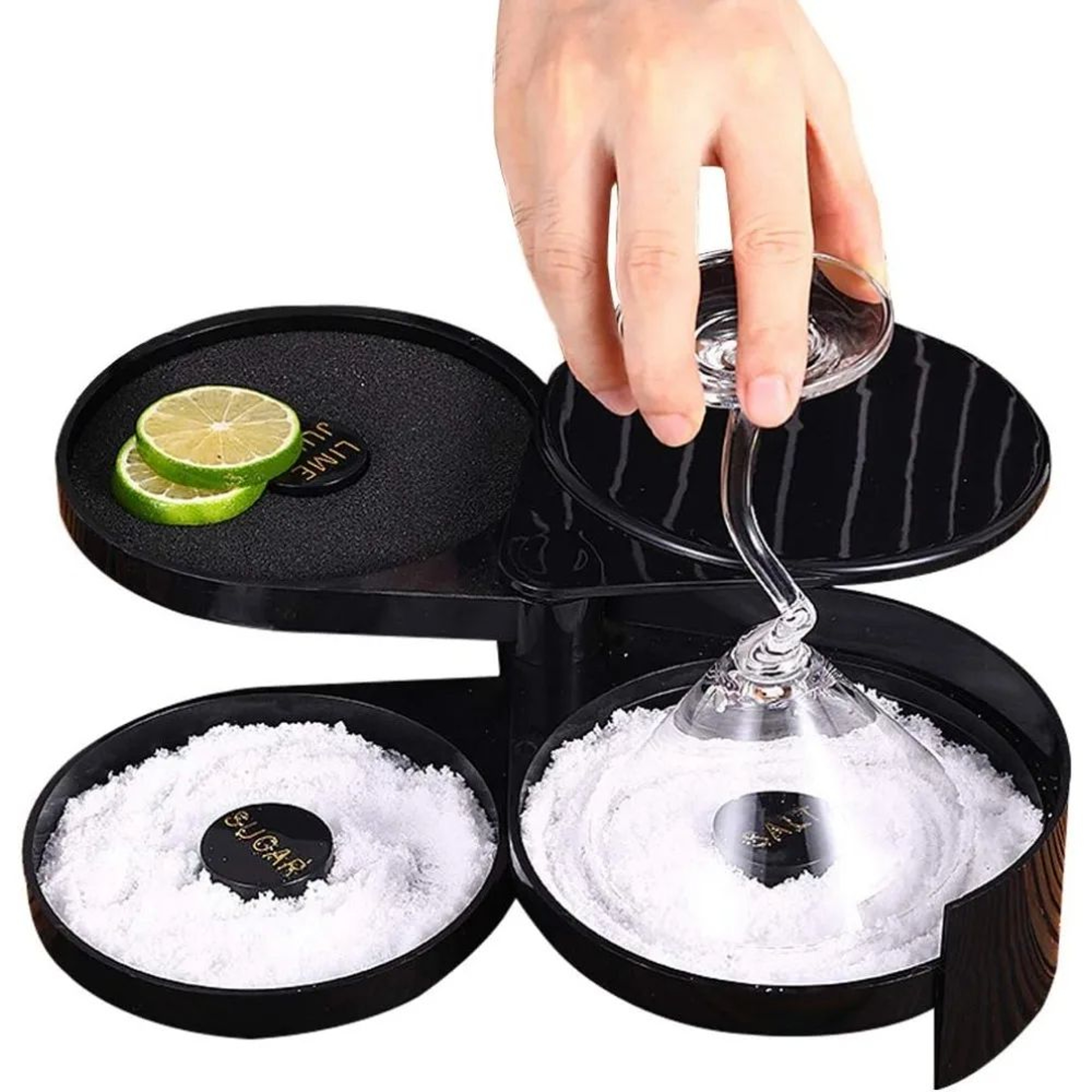 3Layer Rotating Bar Seasoning Station  Premium Cocktail Salt  Sugar Rimmer Box 0