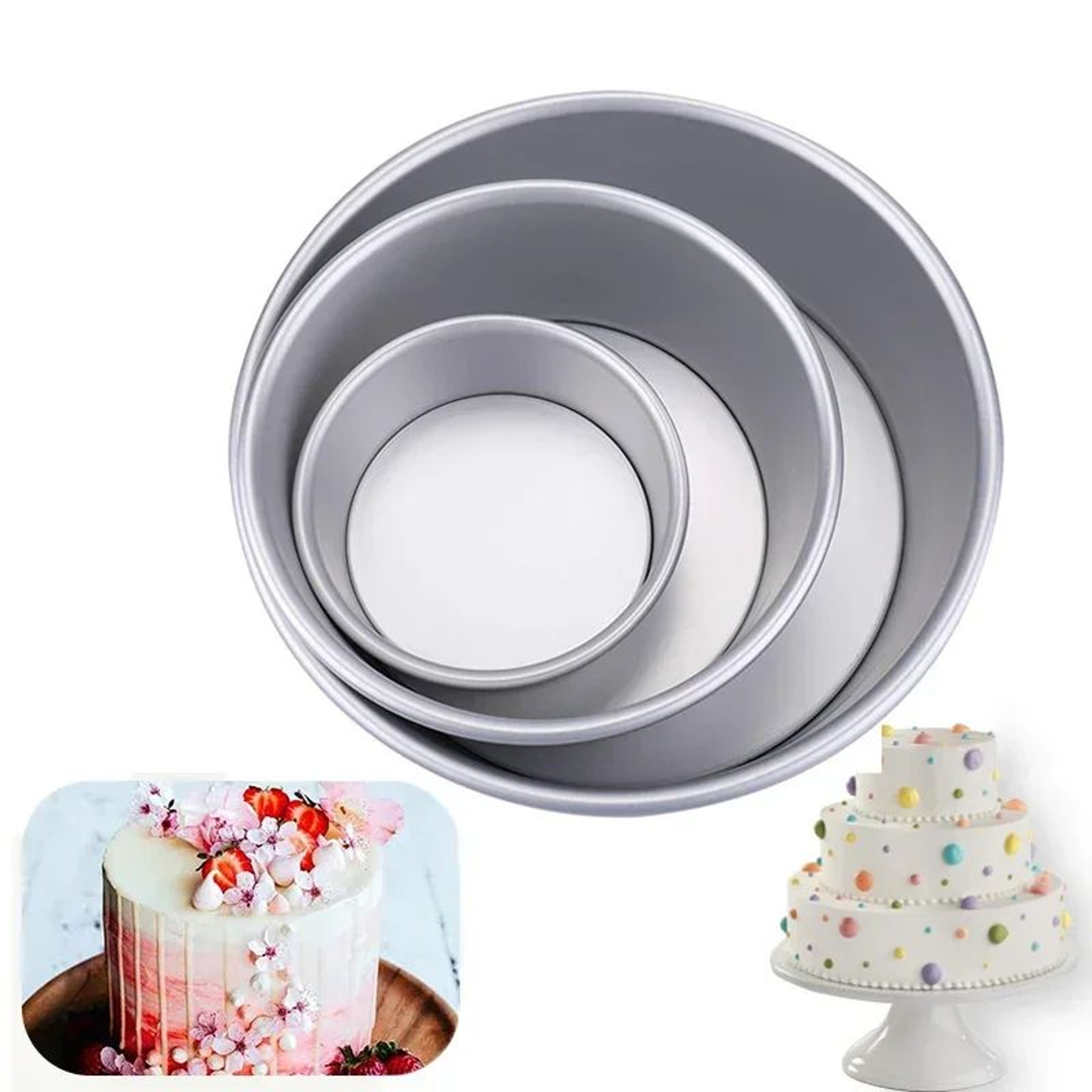 Premium MultiSize Tiered Cake Pans Set With Removable Bottom Cake Pans  Aluminum Alloy Bakeware For 0