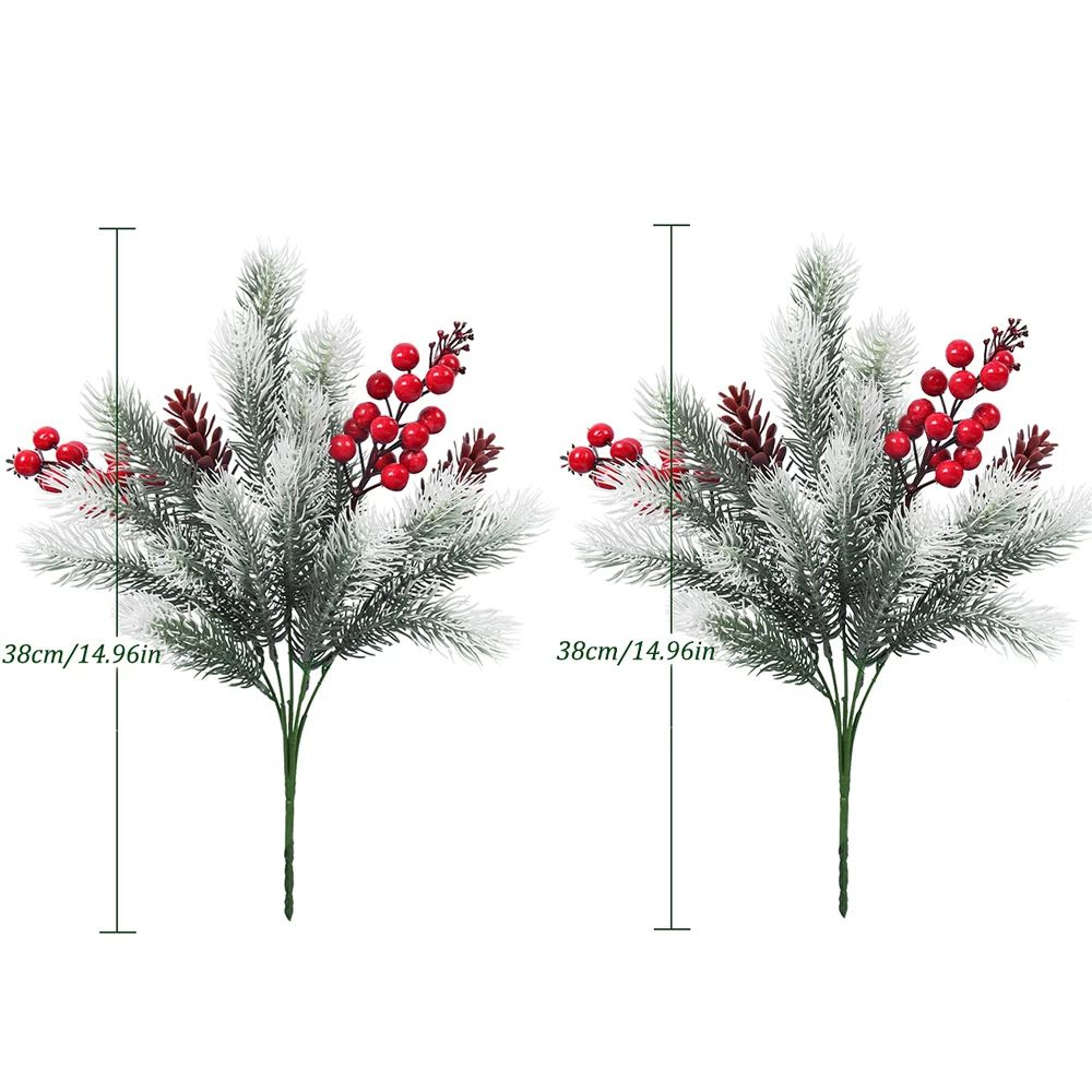 Festive Evergreen Holly  Pine Berry Holiday Table Decor  Set Of 2 Artificial Christmas Greenery Pic 7