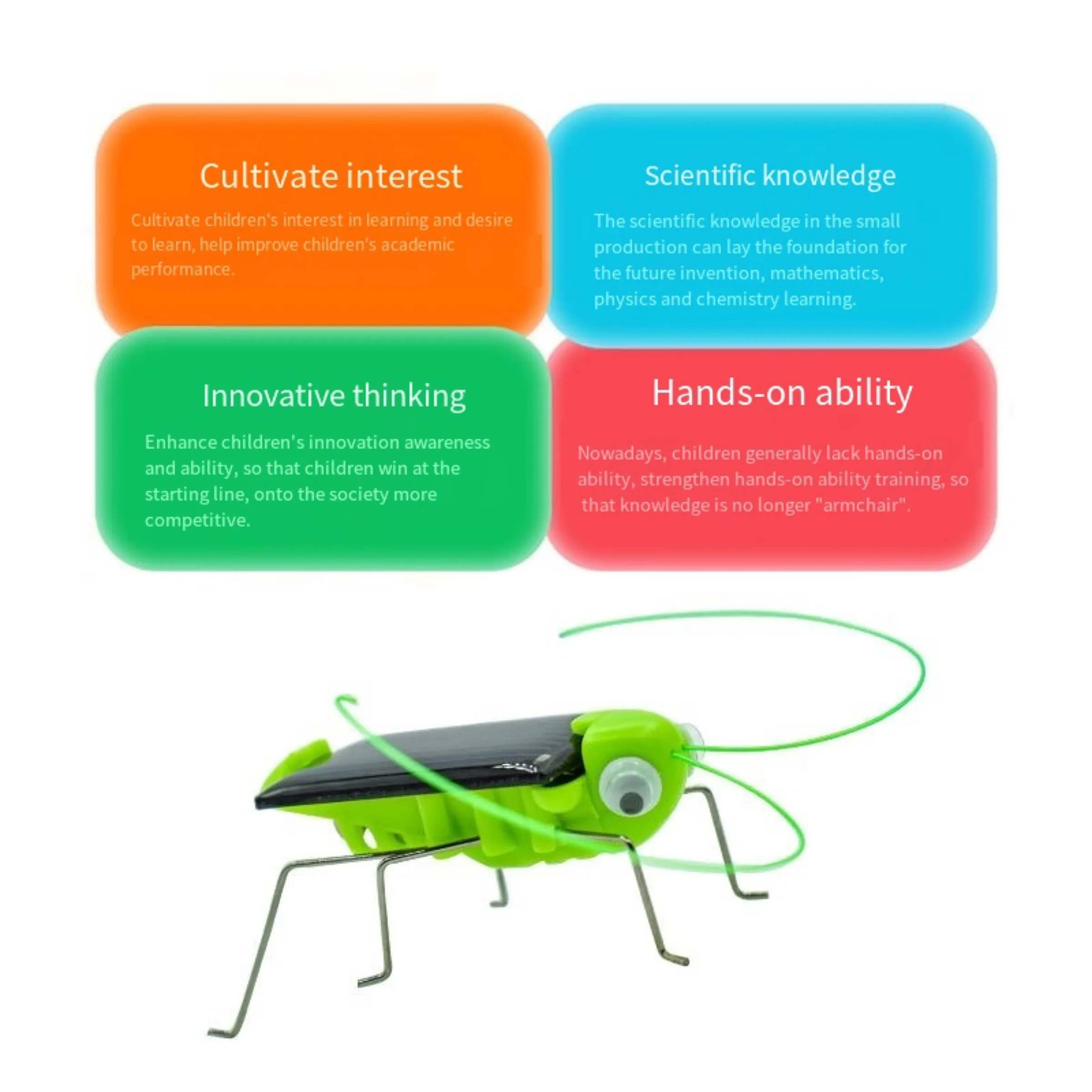 SolarPowered Grasshopper Motion Toy  Educational Solar Powered Toy For Kids Interactive Insect Toy  3