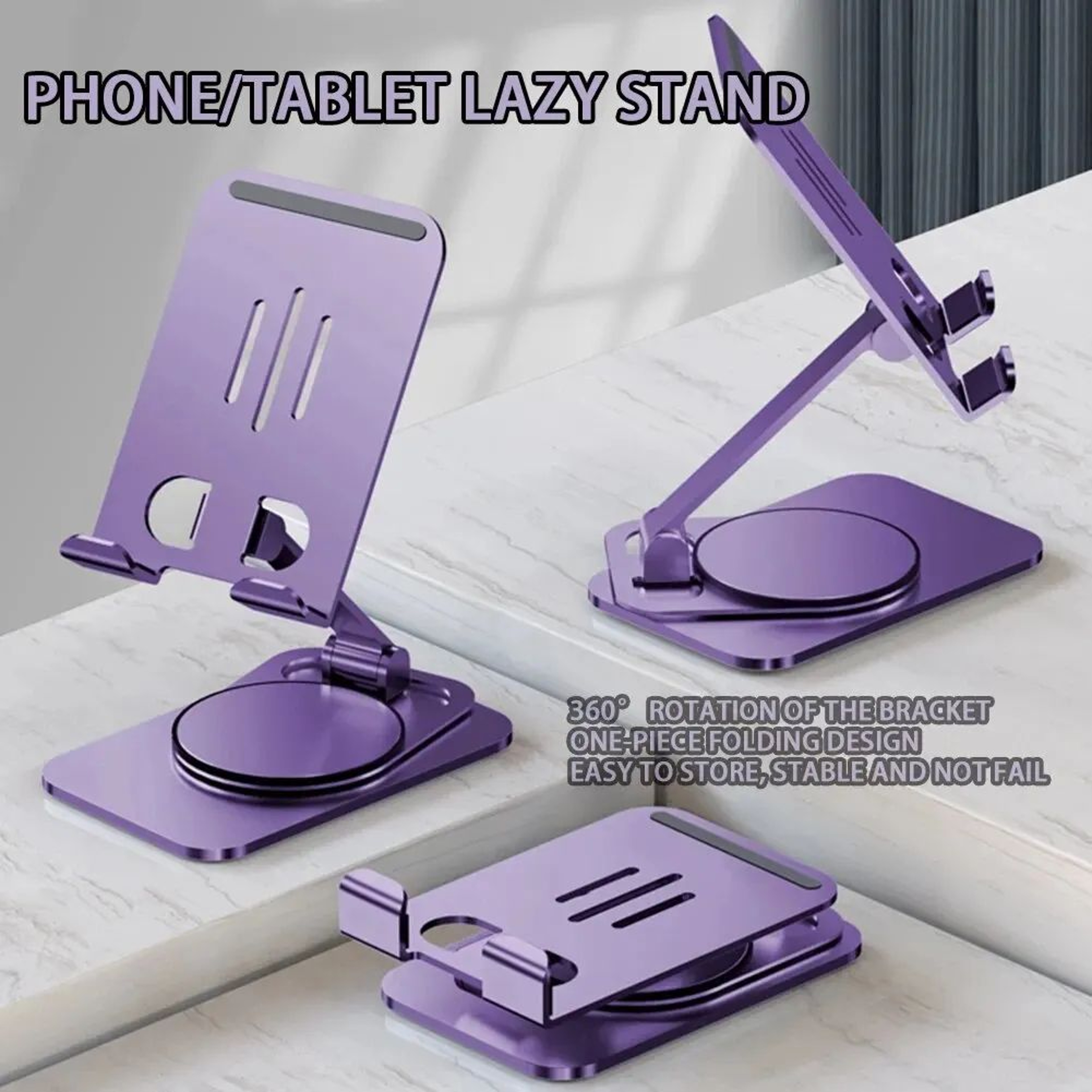 360 Rotating Foldable Phone  Tablet Stand  Adjustable Lazy Desk Holder For Mobile Devices 0