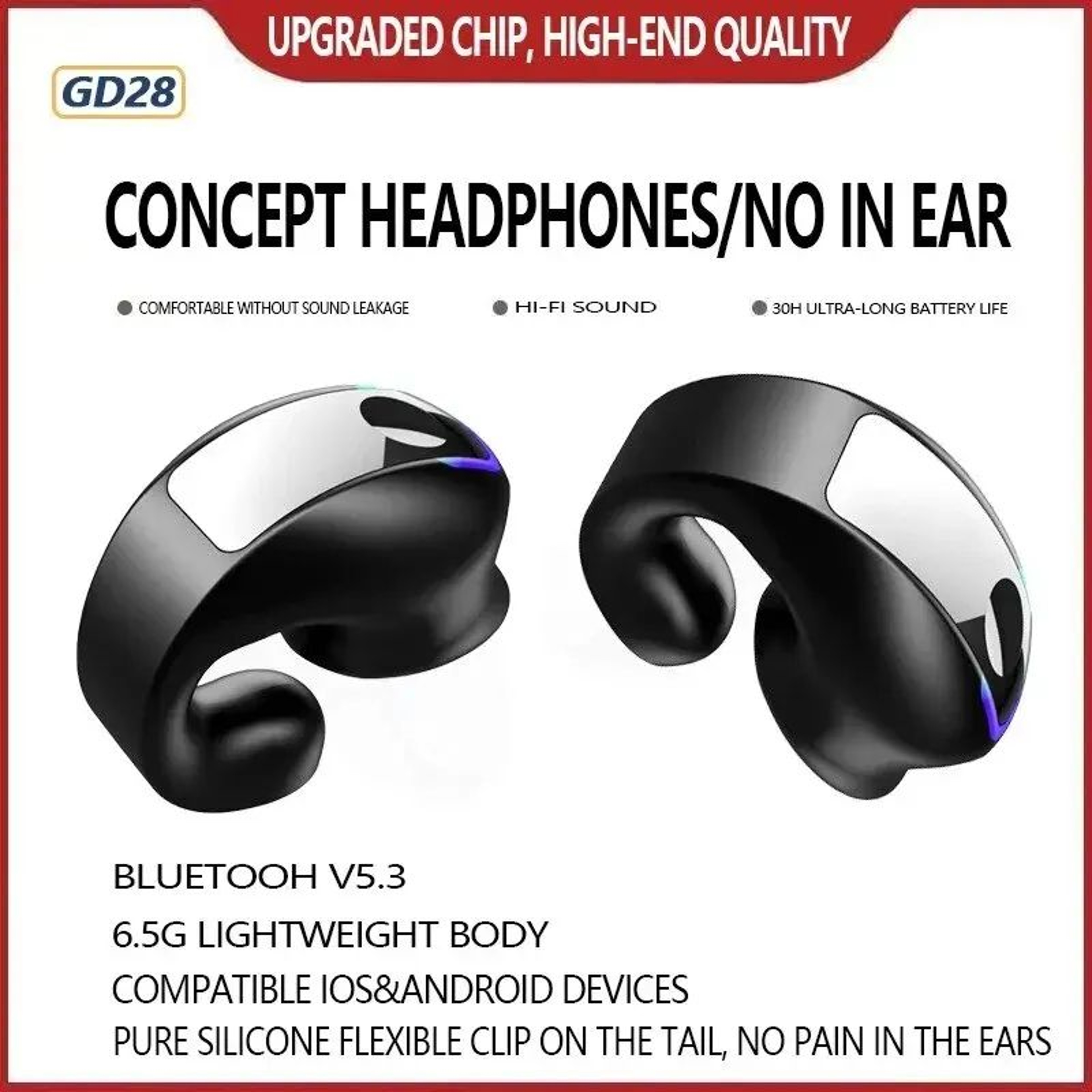 GD28 ClipOn Bone Conduction Bluetooth Earphone For Calls And AllDay Comfort 4