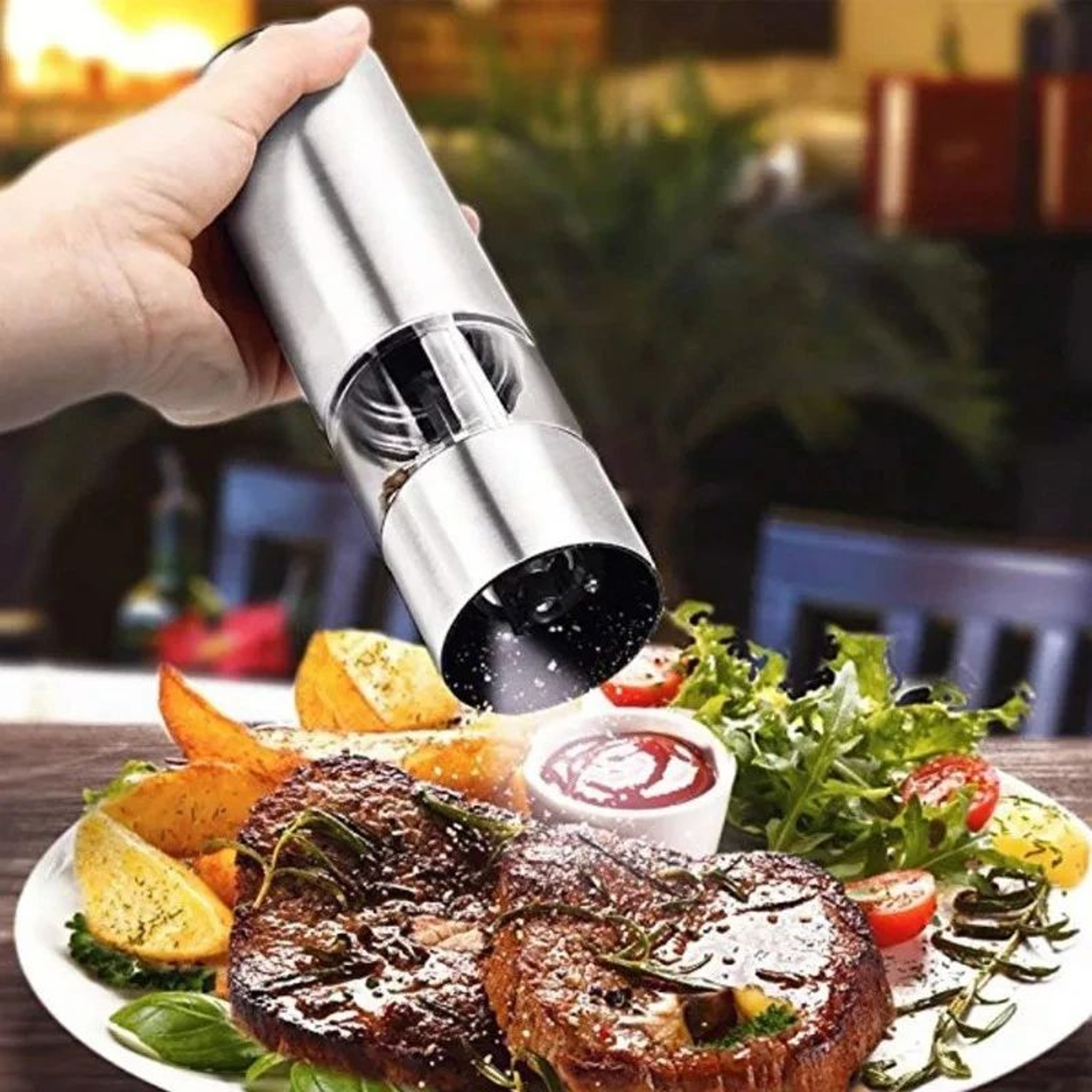 Electric Stainless Steel Pepper  Salt Grinder With Adjustable Coarseness 0