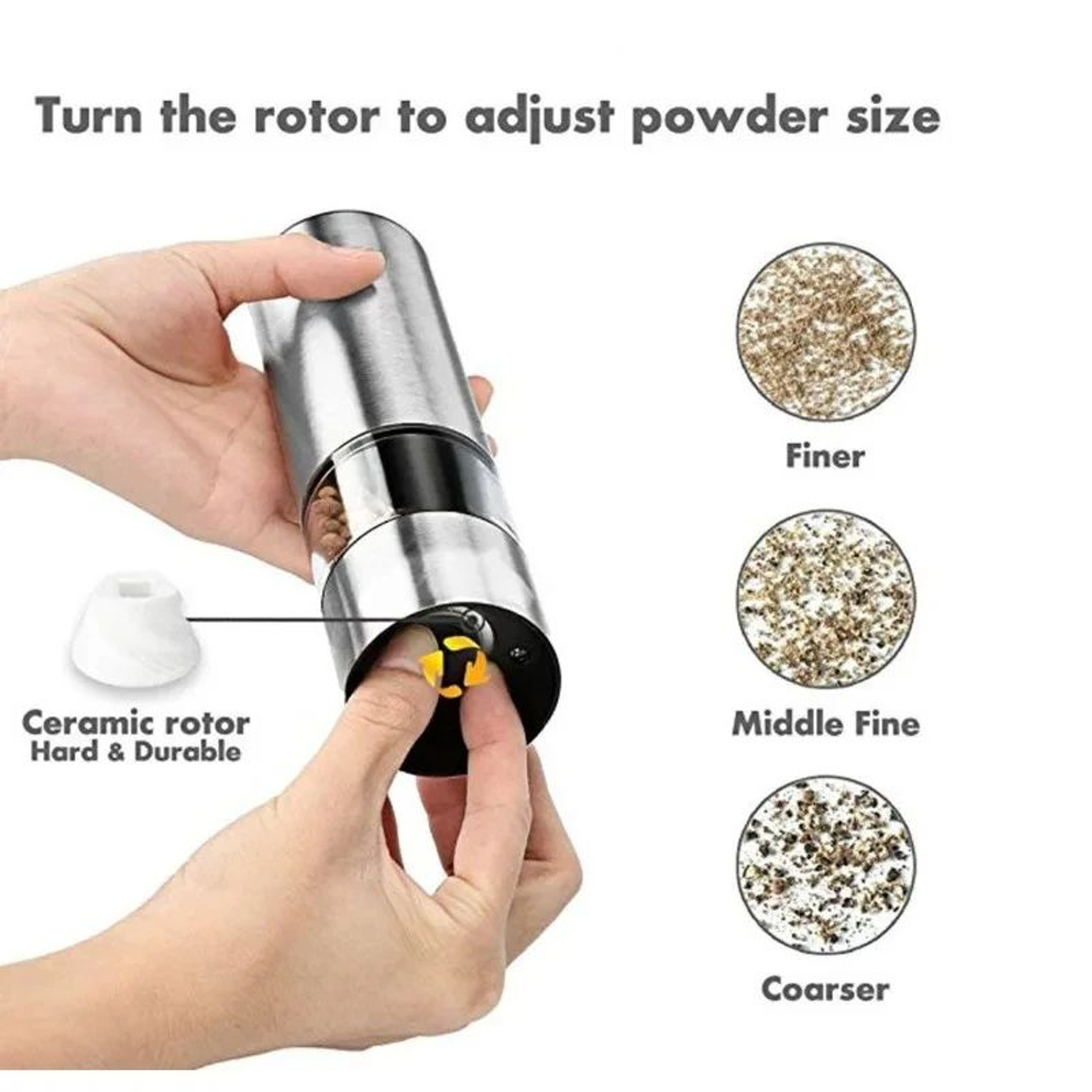 Electric Stainless Steel Pepper  Salt Grinder With Adjustable Coarseness 3