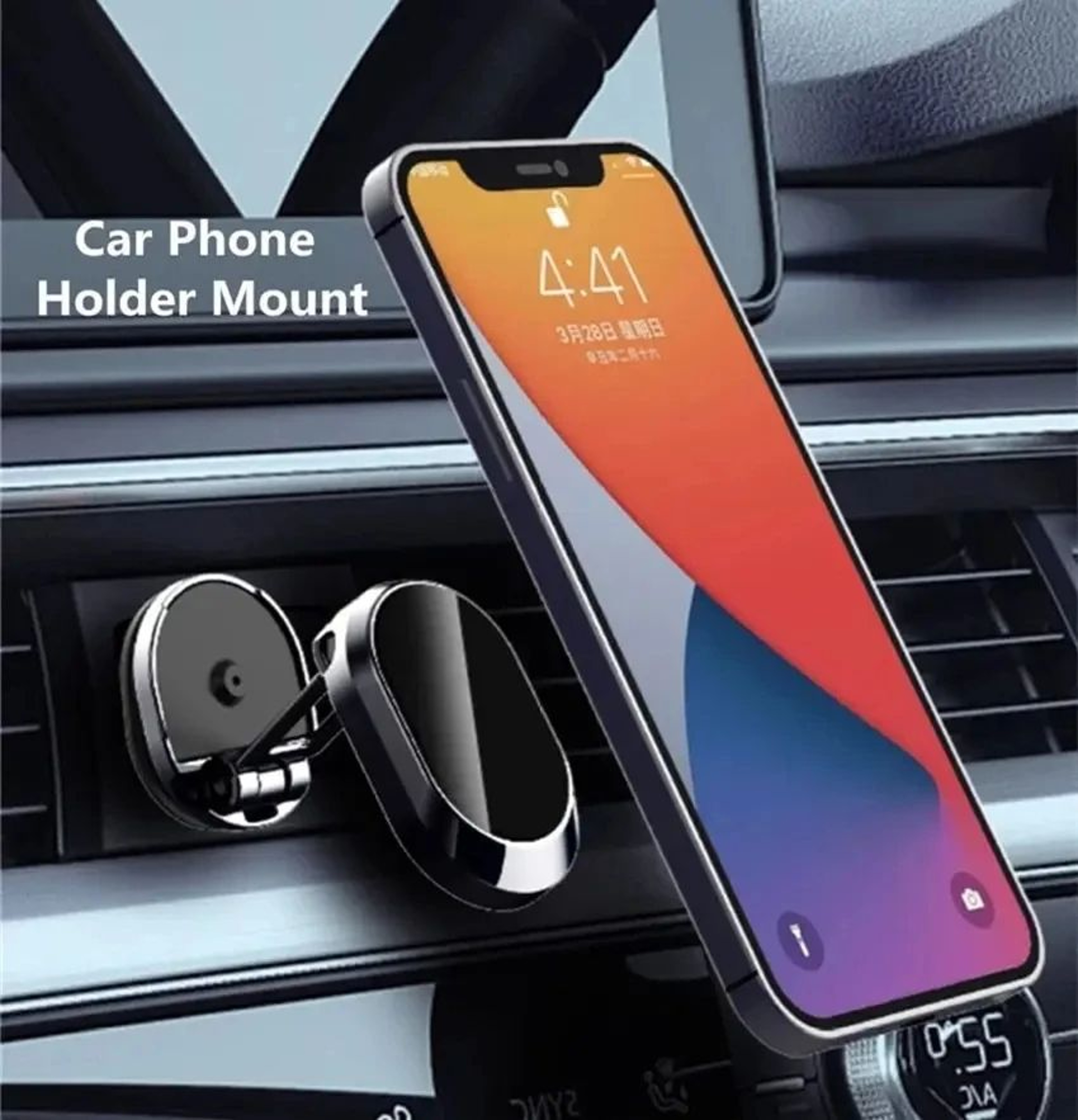 Magnetic Car Phone Mount Dashboard Holder With Rotating Folding Design 3
