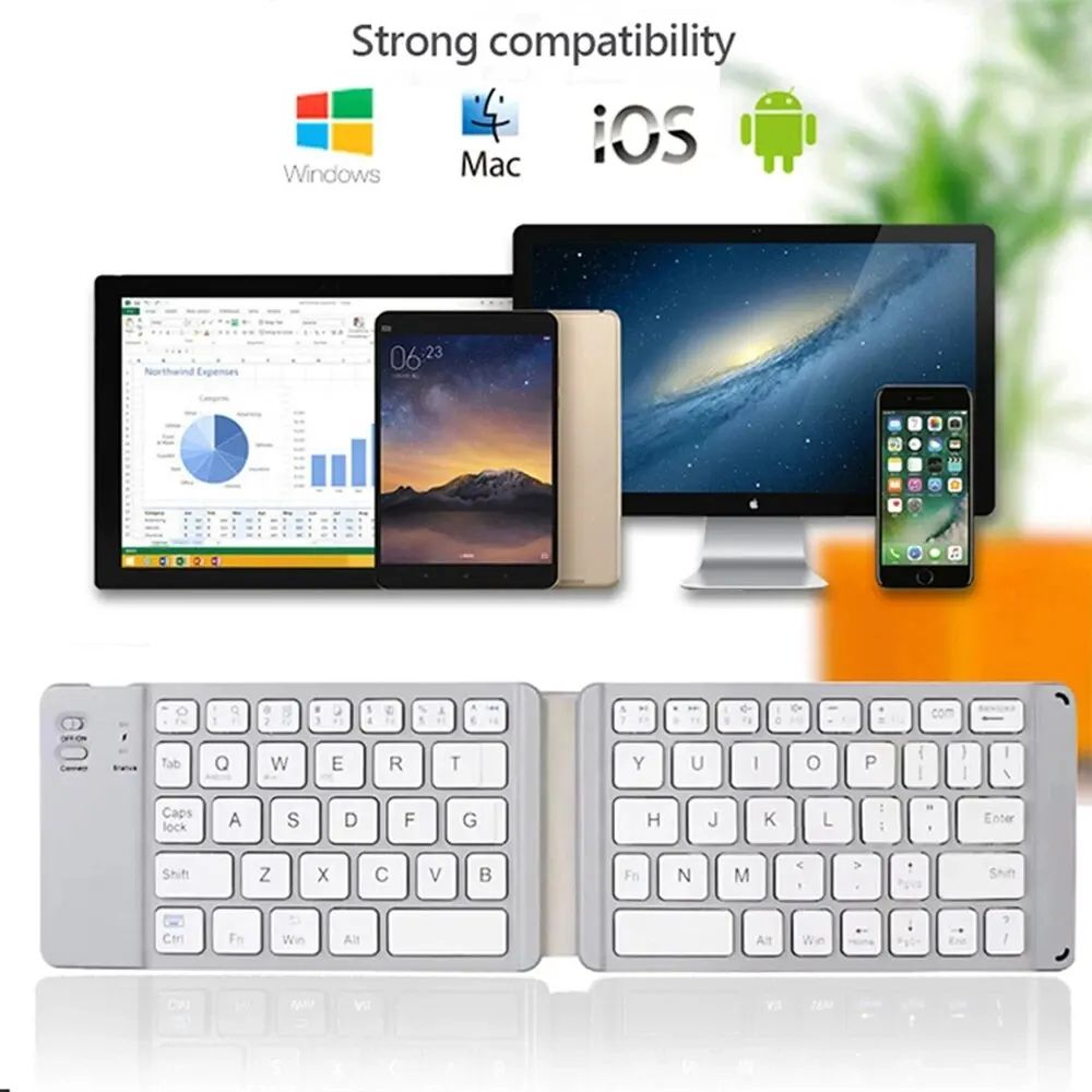 TriFold Pro Bluetooth Keyboard For IPad Tablet  Phone 3