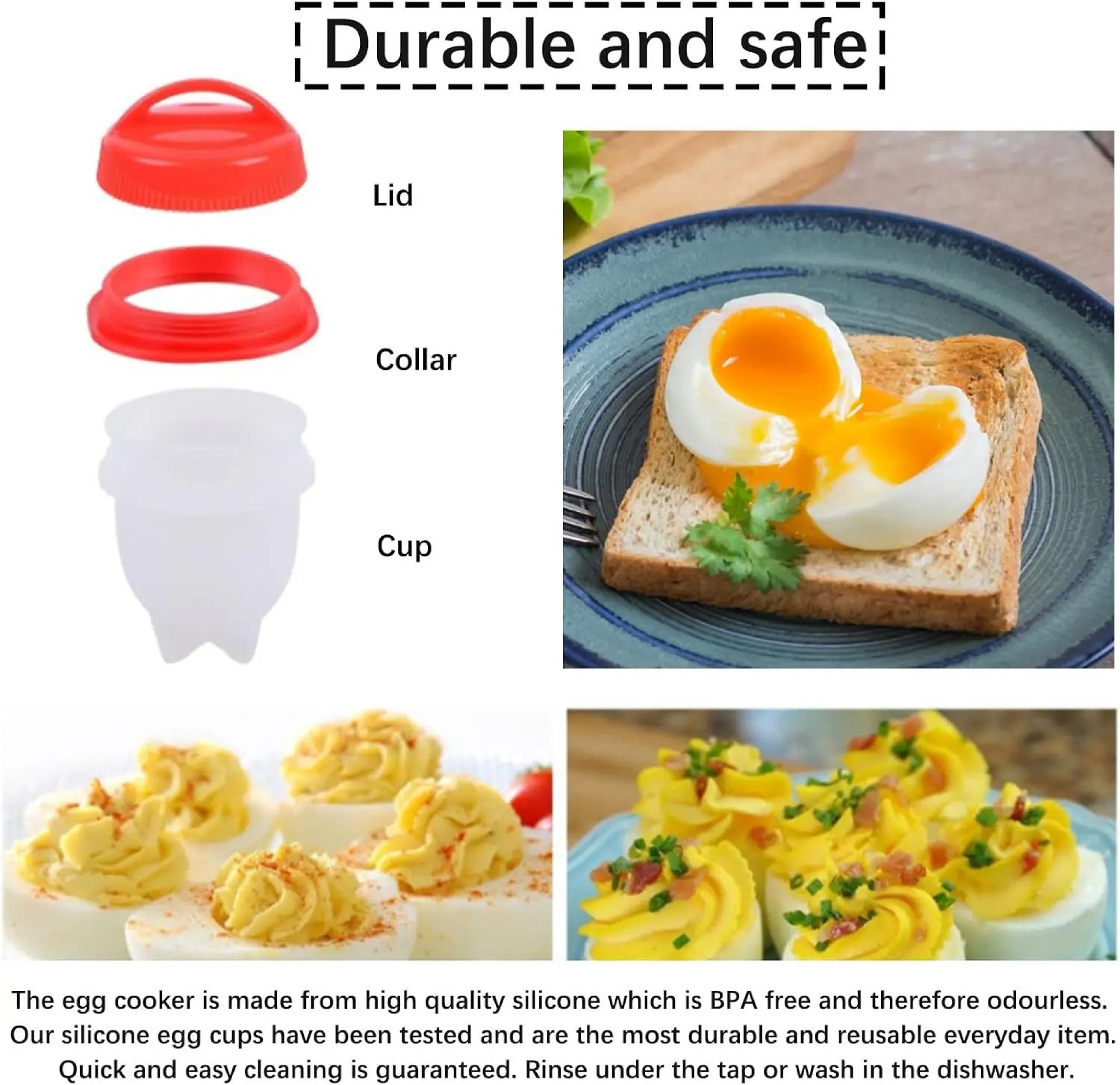 Silicone Egg Poacher Cups Set  NonStick Breakfast Egg Cooker For Fast Easy Eggs 4