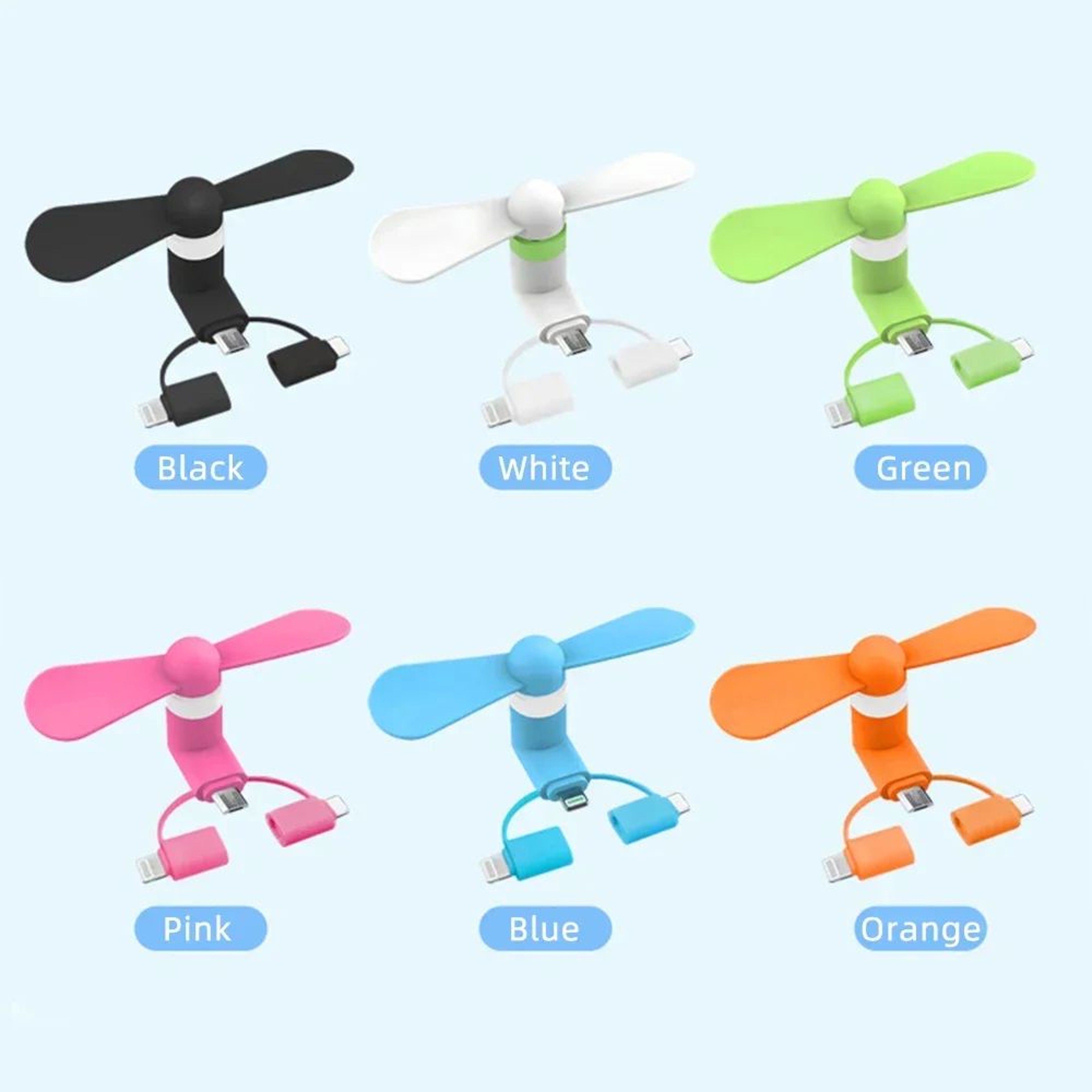 3in1 USB Mini Cooling Fan For Phones Laptops  Power Banks 4