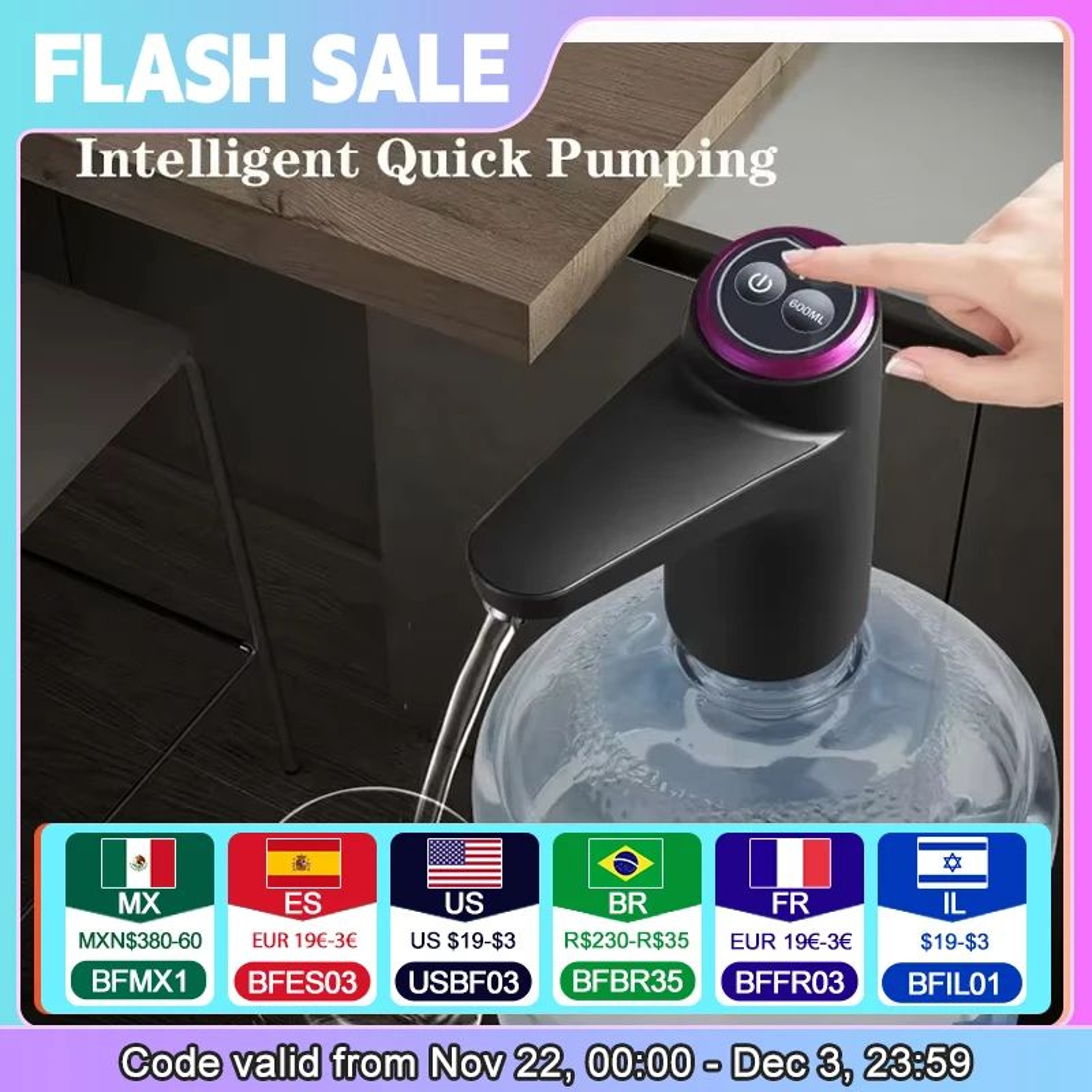 Portable Wireless Electric Water Dispenser Pump For 5Gallon Bottles 0