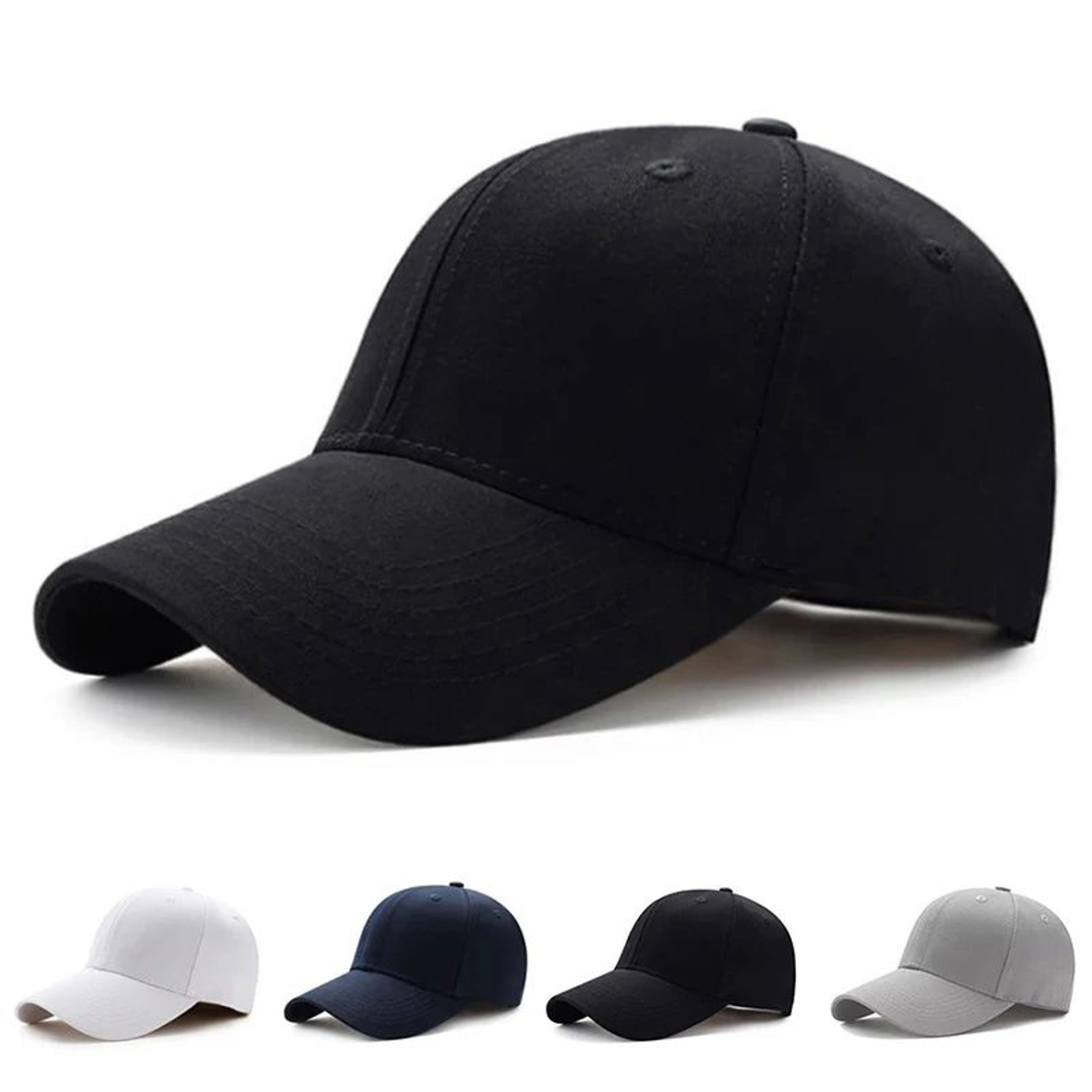 Everyday Classic Black Cotton Baseball Cap For Men  Women 0
