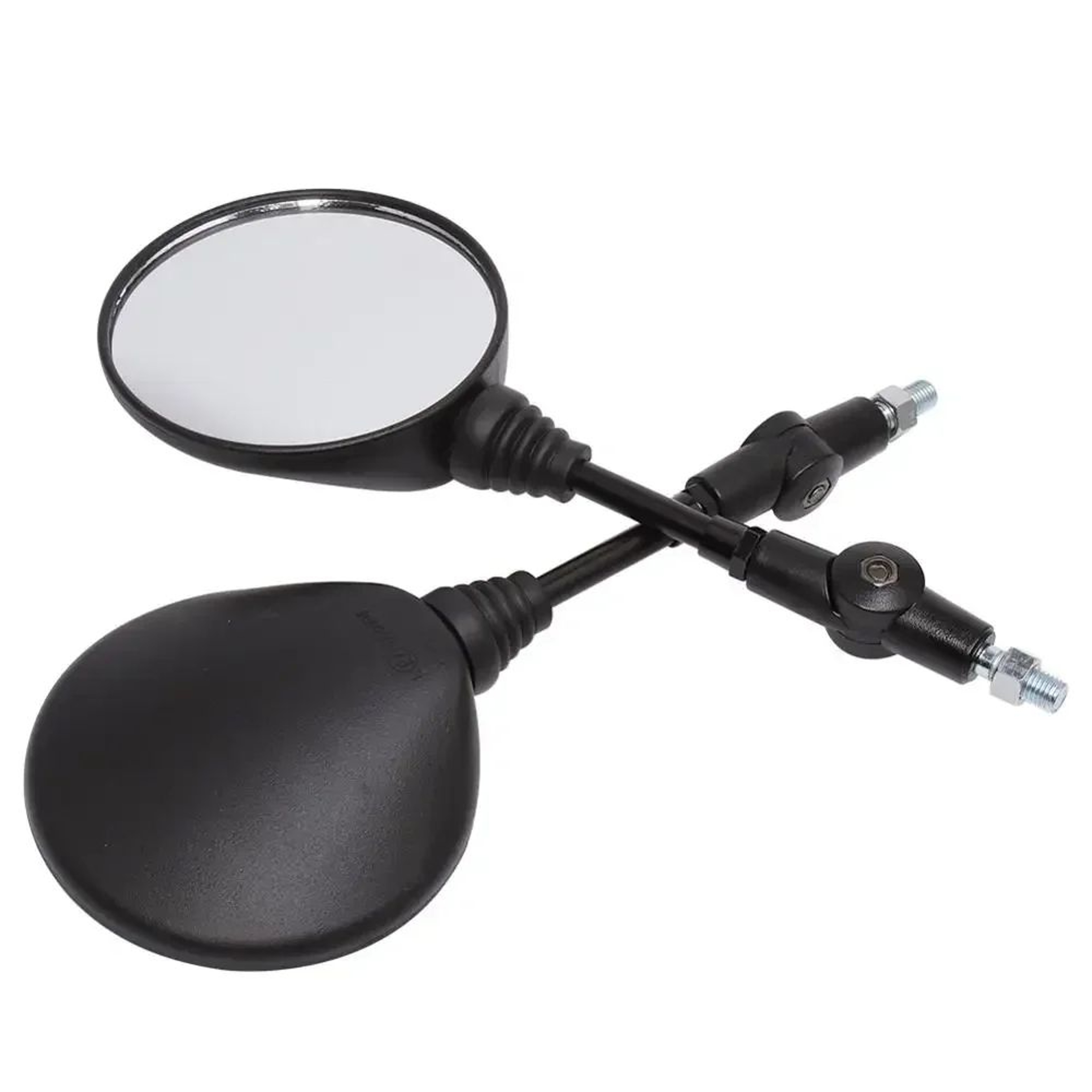 Universal 10mm Folding Motorcycle Side Mirror  AntiFall Round Rearview Black 6
