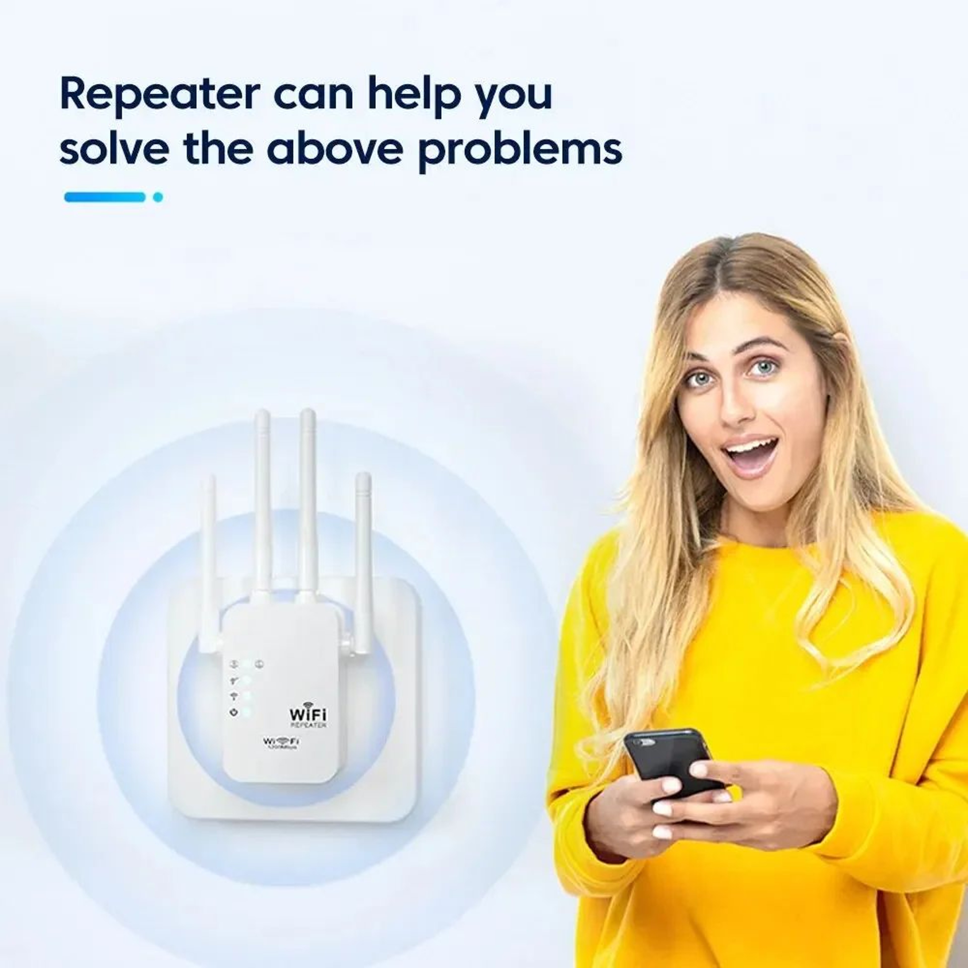 LongRange WiFi Extender 300Mbps  Wireless Signal Repeater  Home WiFi Booster 4