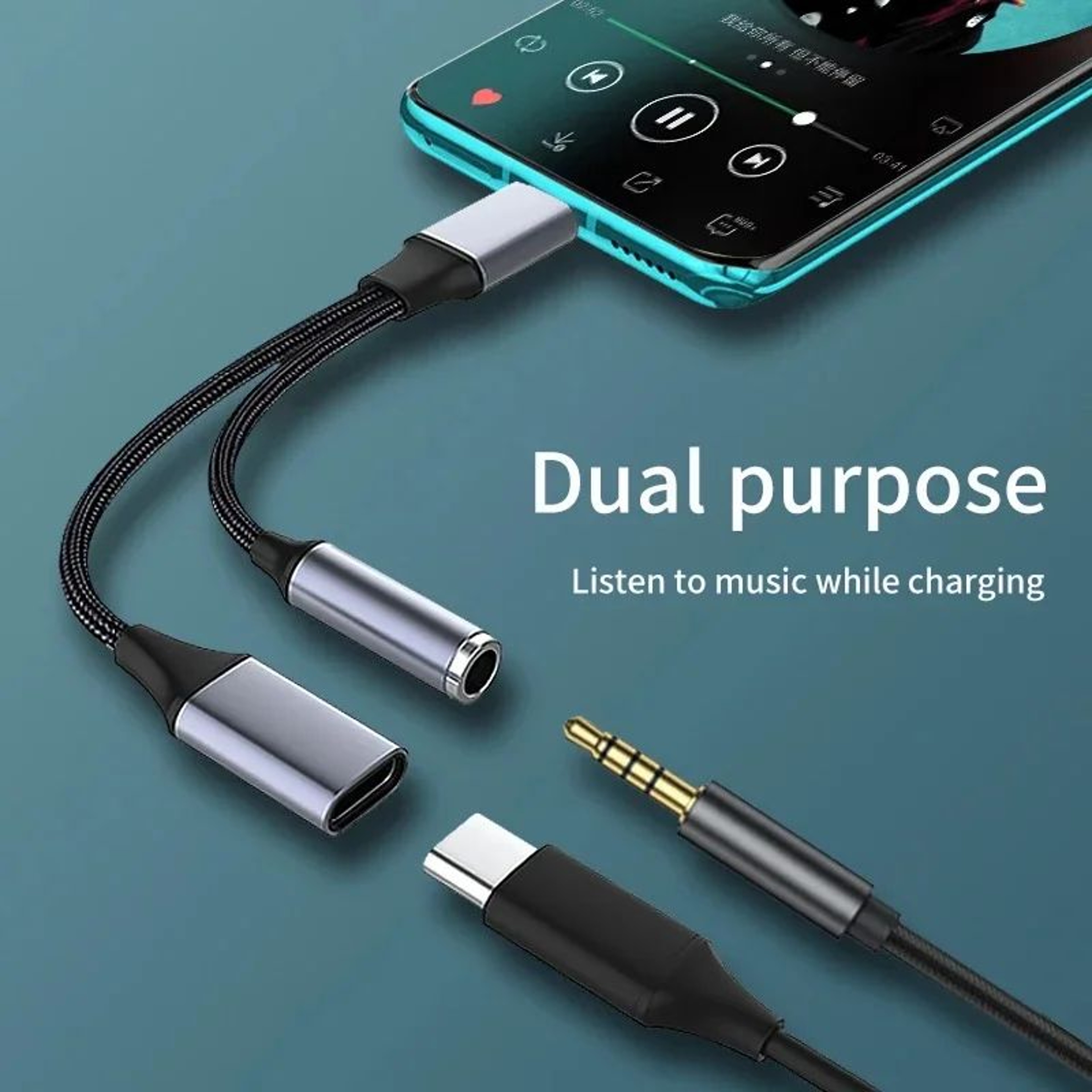 USBC To 35mm Audio  Charging Adapter With 60W PD Fast Charge 1