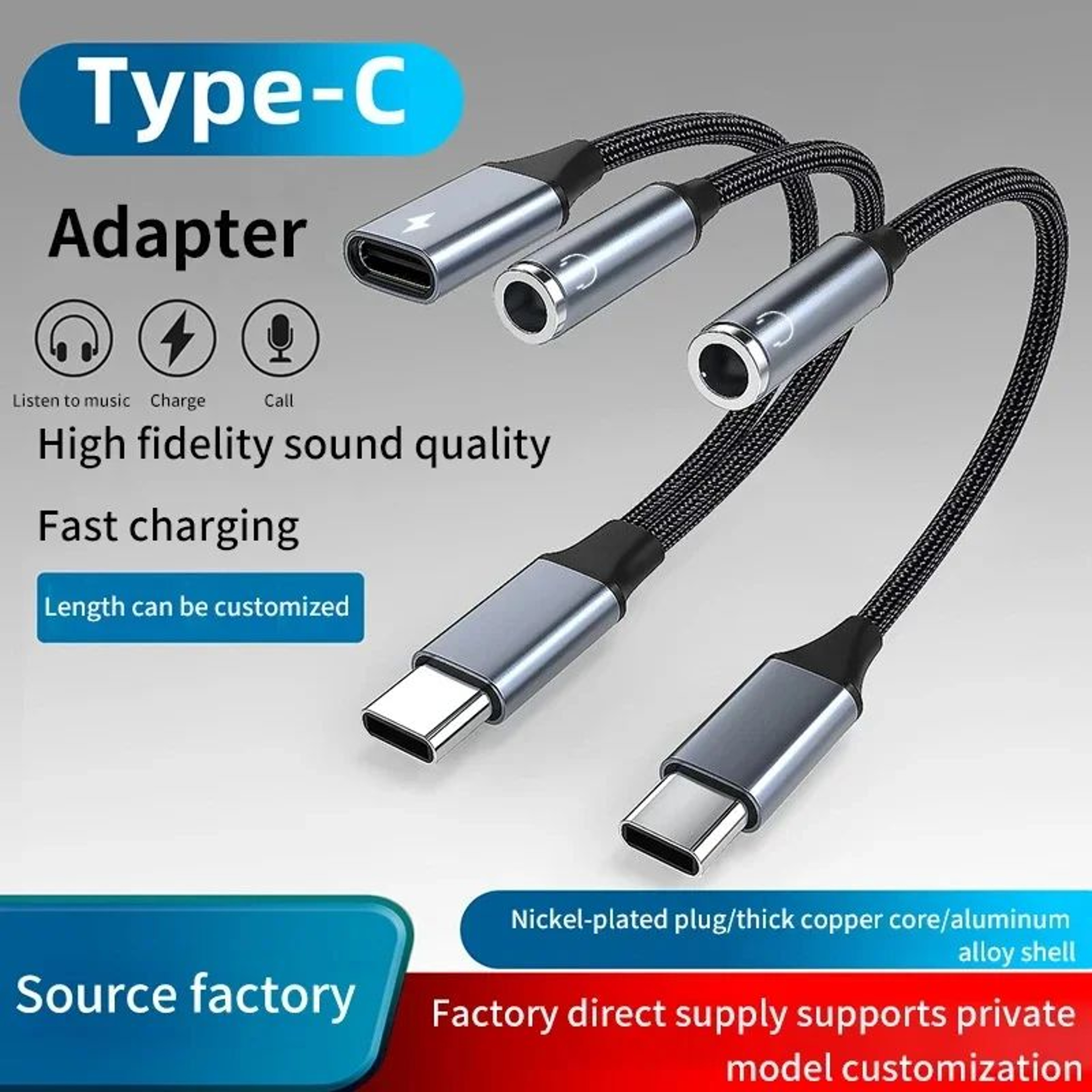USBC To 35mm Audio  Charging Adapter With 60W PD Fast Charge 5