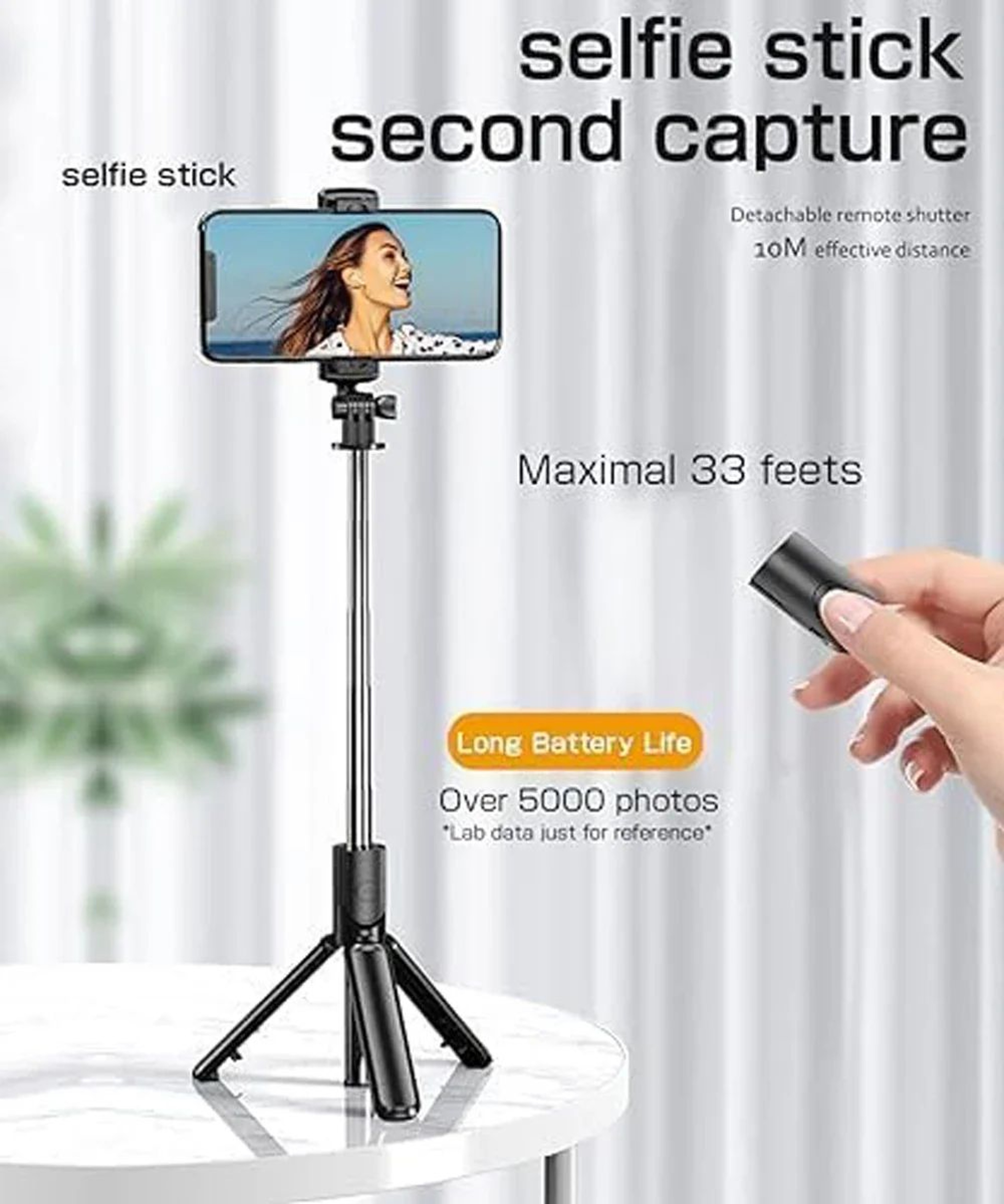 FlexPro Bluetooth Selfie Stick Tripod With Wireless Remote  Extendable Phone Stand For Photos Video 3