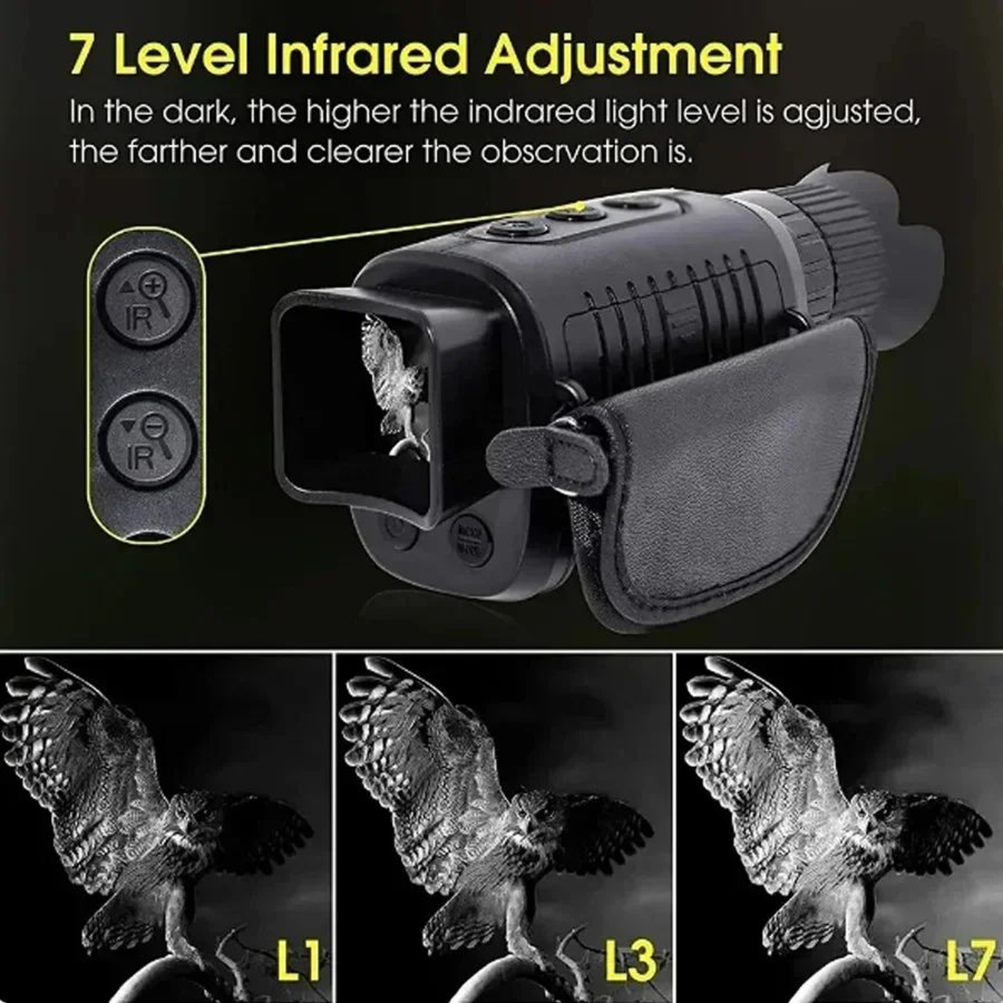 Digital Night Vision Monocular With Infrared 5X Zoom  Long Range 300M Optical Viewer 2