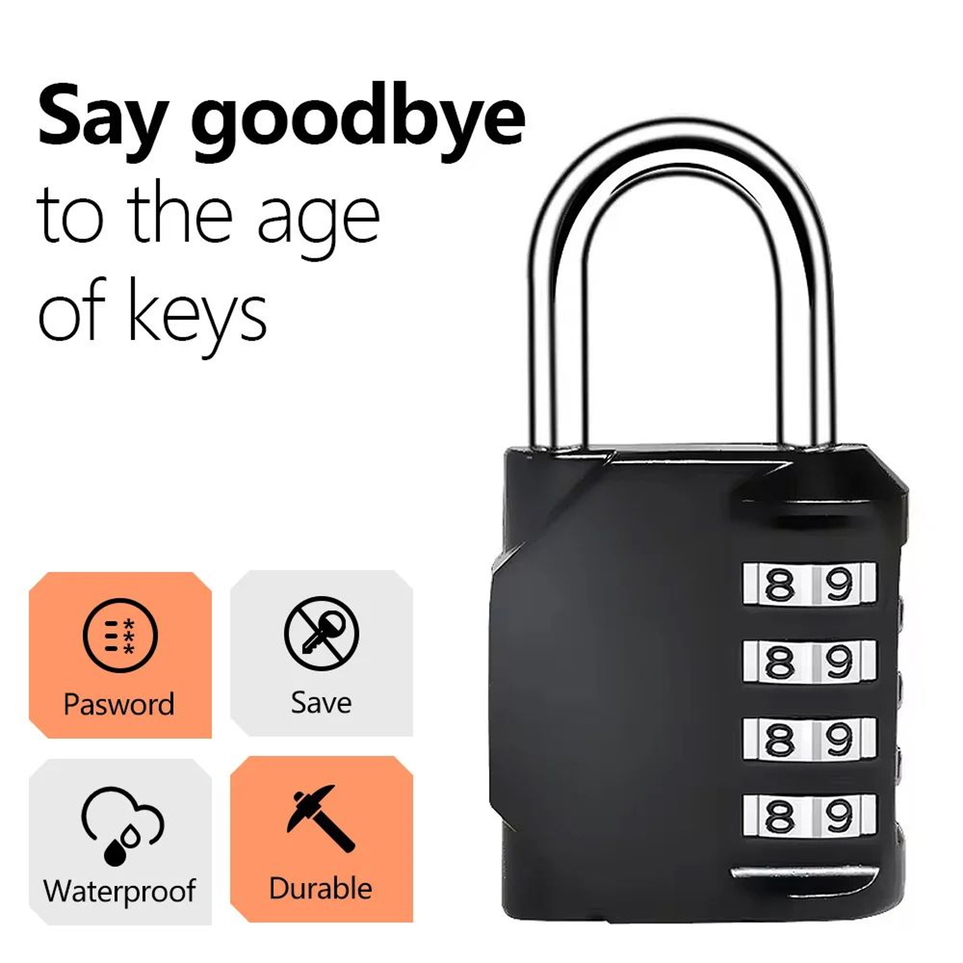 SecureGuard 4Digit Waterproof Combination Padlock For Luggage Doors  Lockers 1