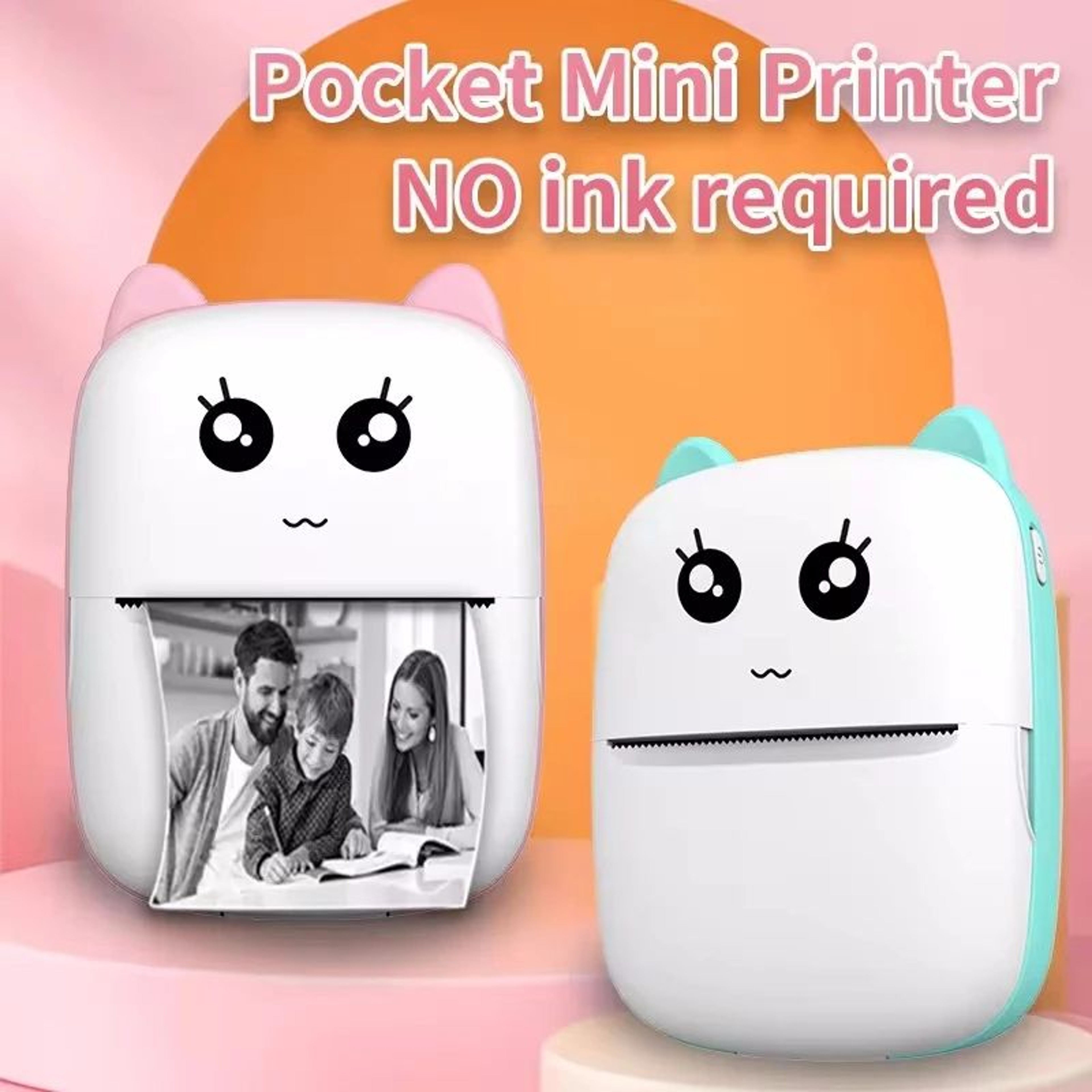 Mini Cat Portable Thermal Printer  Pocket Bluetooth Photo  Label Printer For IOS  Android 4