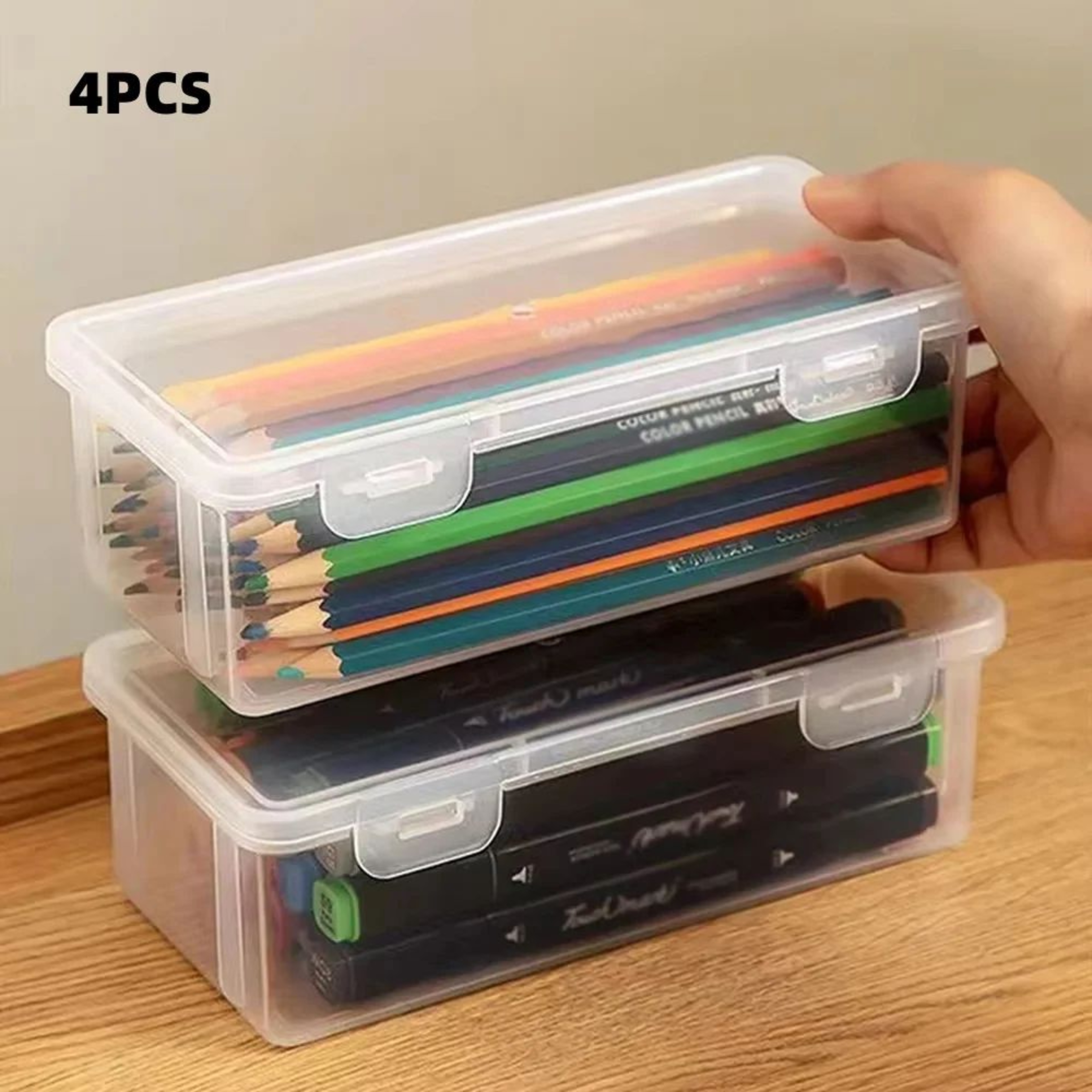 Large Capacity Translucent Plastic Pencil Case Organizer Set 9