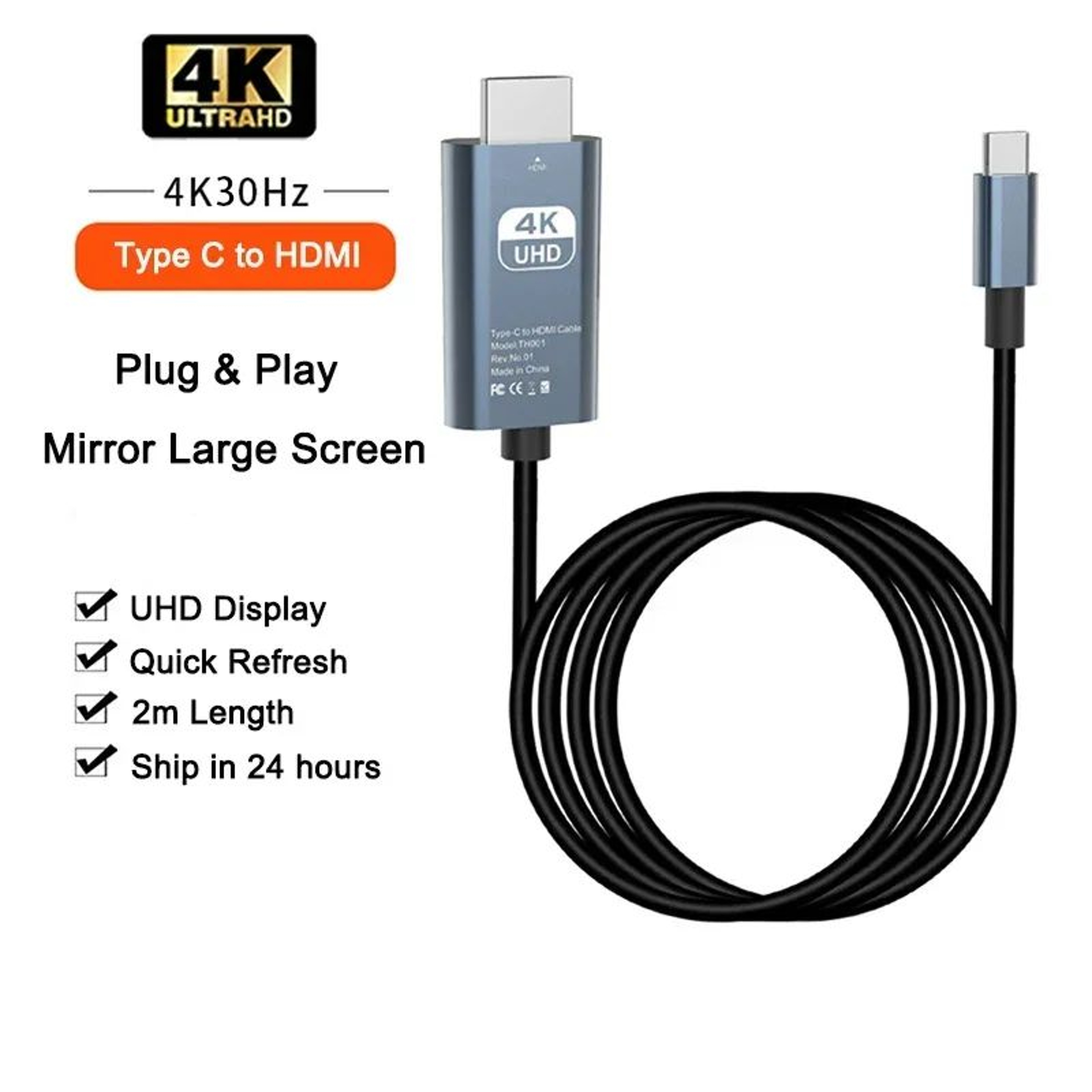 4K USBC To HDMI Cable For IPhone 15 MacBook  IPad  Smooth 60Hz Screen Mirroring 7