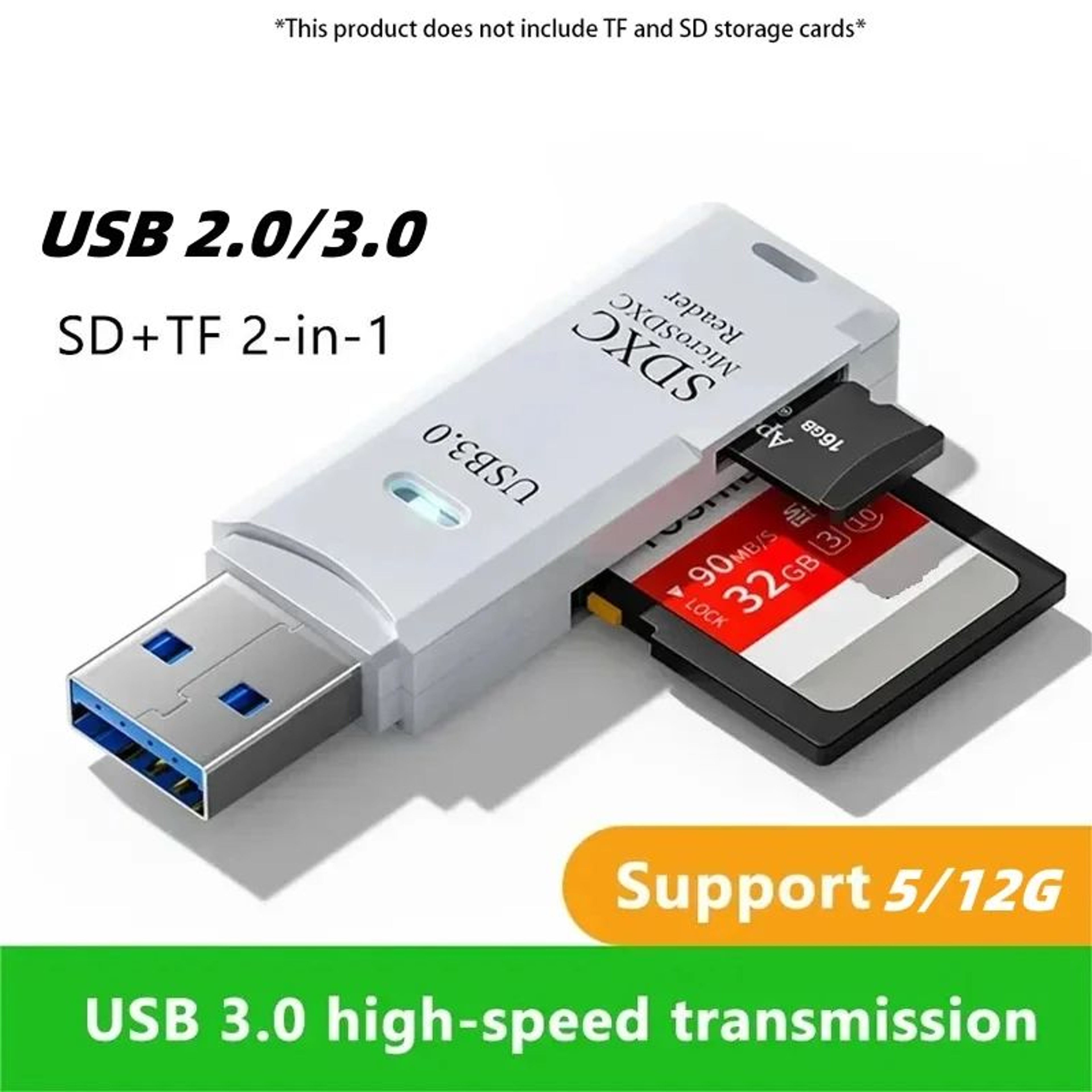 UltraSpeed 2in1 USB Card Reader For SD  TF Cards 0