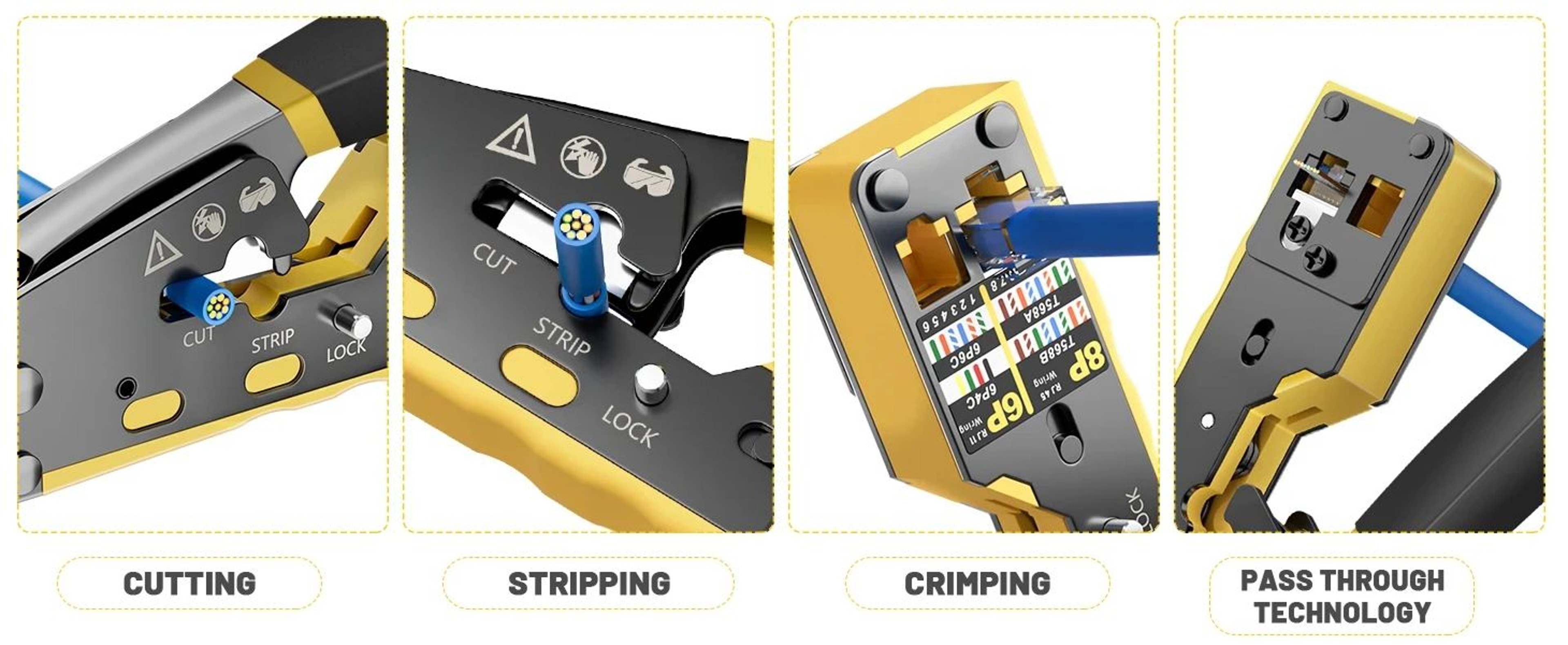 Professional PassThrough RJ45 Ethernet Crimping Tool For Cat5Cat5eCat6 11
