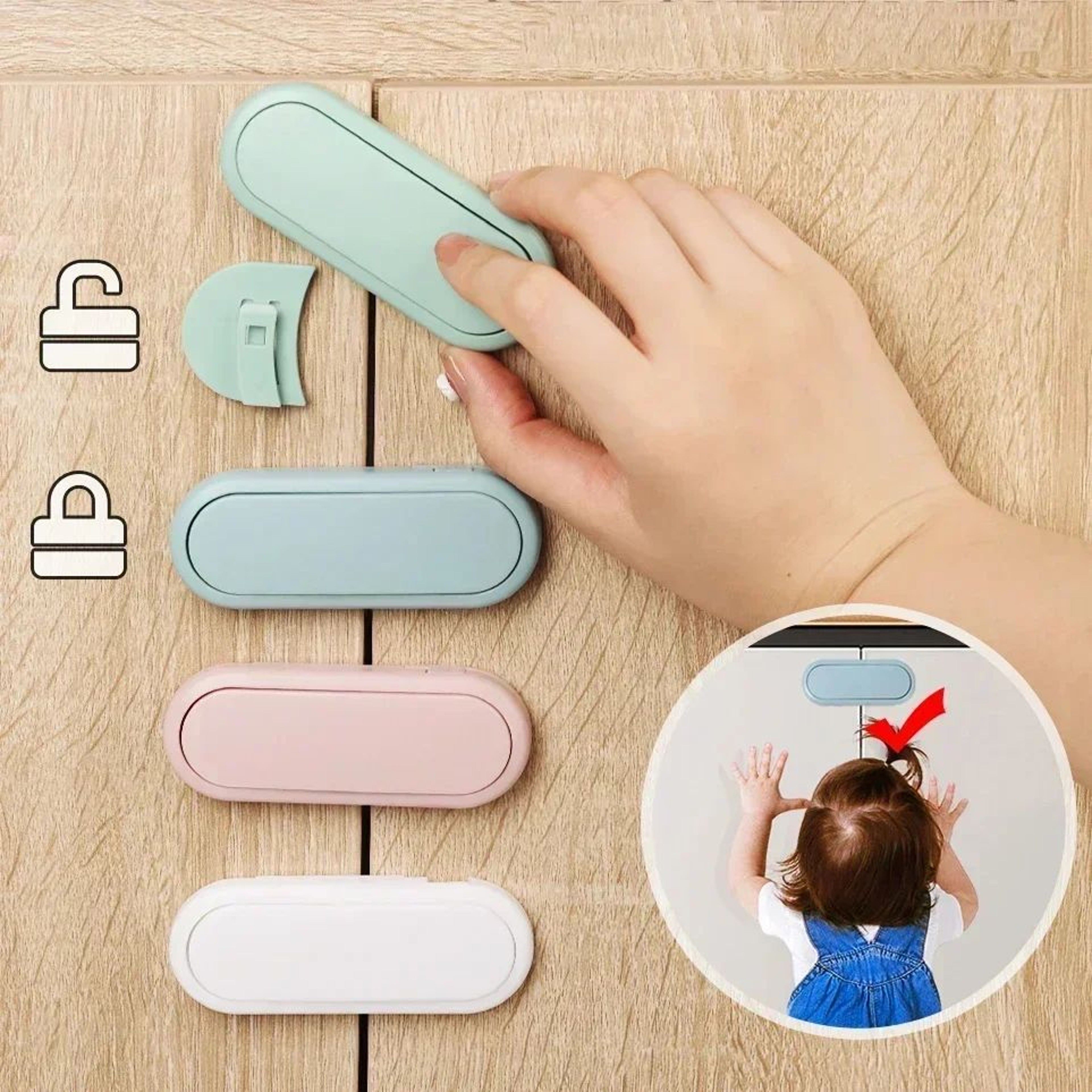 Invisible Baby Safety Cabinet Locks  Childproof Drawer  Door Latches 5Pack 0