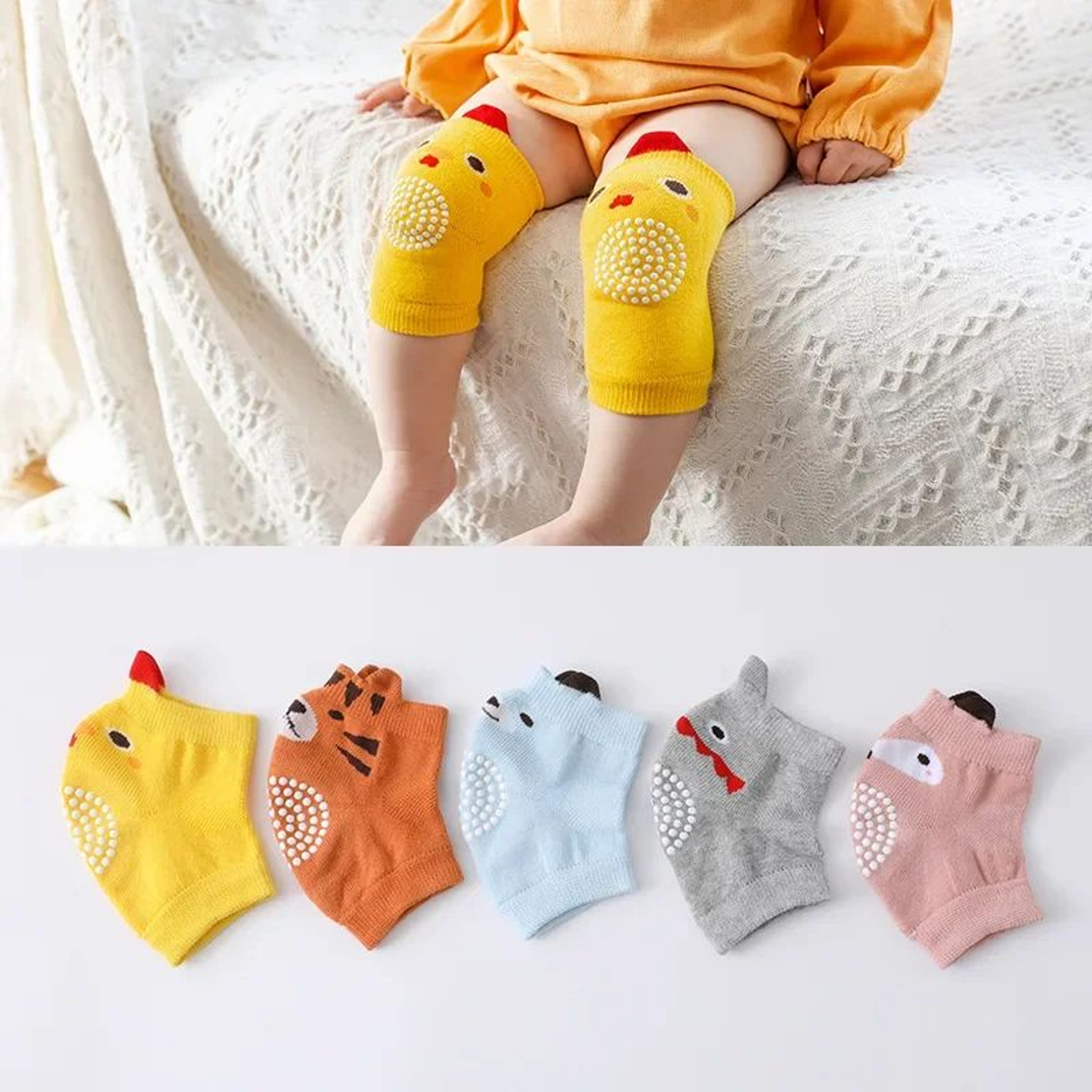 SoftGrip Cotton Baby Knee Pads For Crawling  First Steps 0