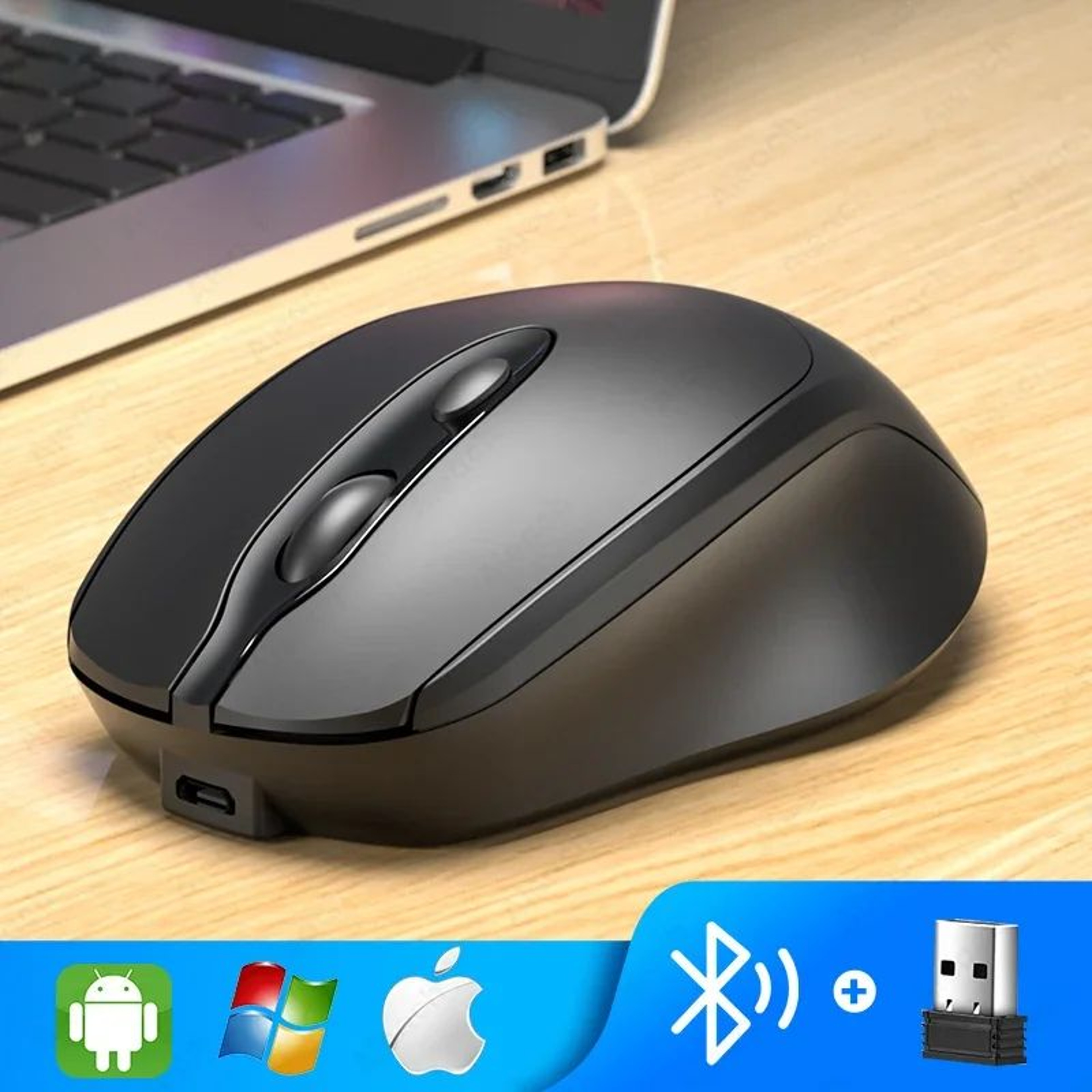 Aieach Silent Rechargeable Wireless Bluetooth Mouse  Ergonomic Precision For Work  Play 4