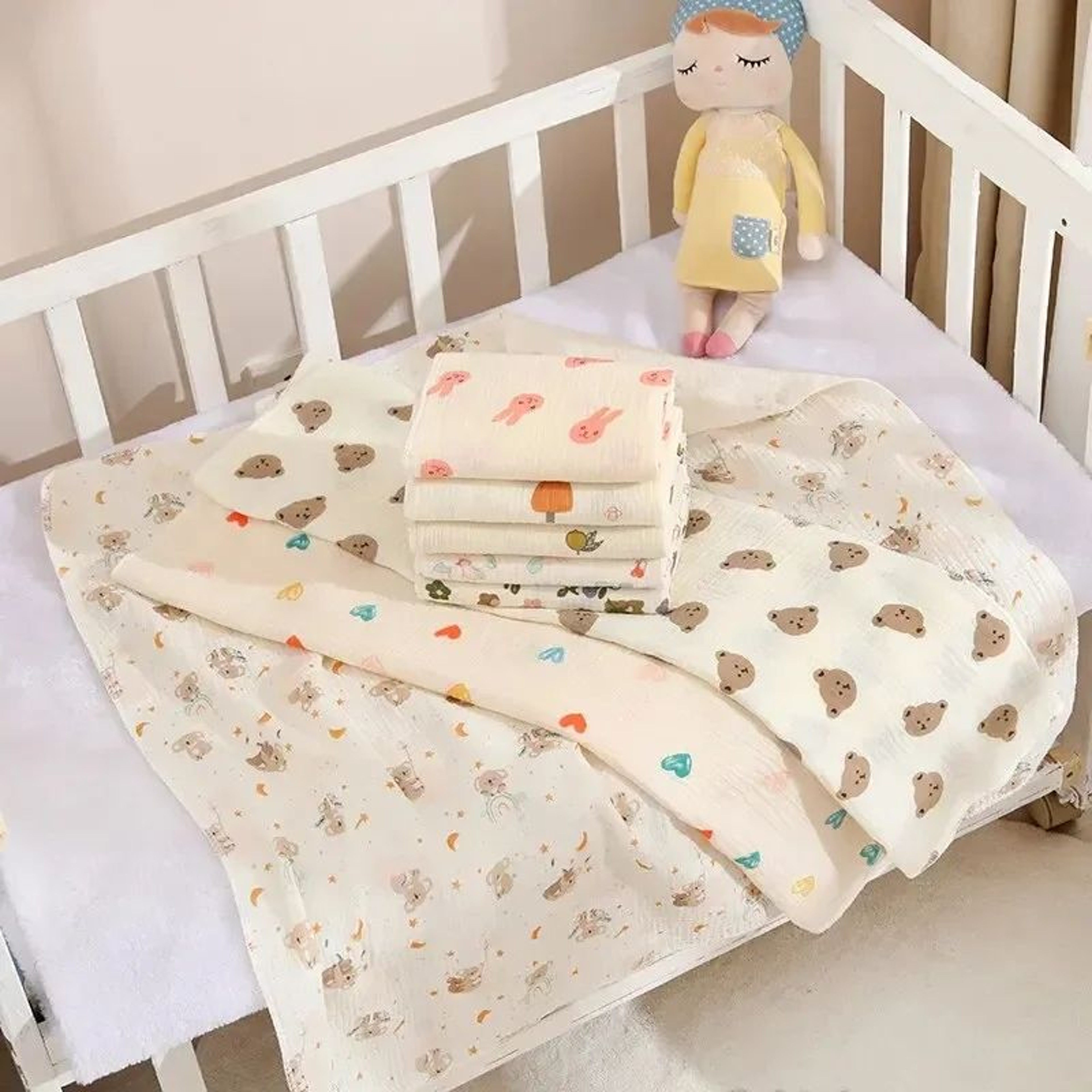 Soft Cotton Muslin Baby Swaddle Blanket 315x315 Inches  Breathable Newborn Receiving  Bath Towel 0