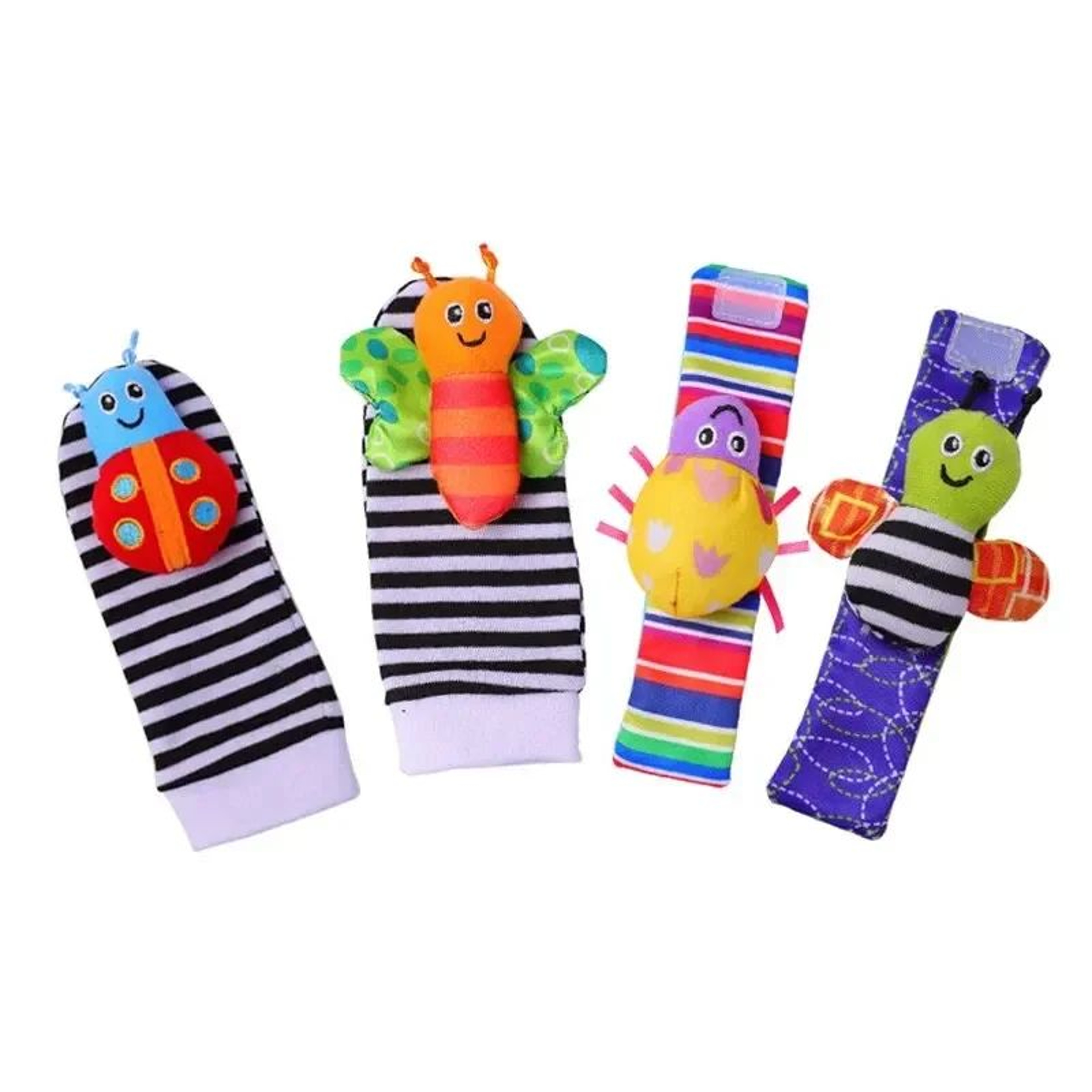 4Piece Baby Sensory Rattle Toys Set  2 Wrist Rattle Toys  2 Foot Rattle Sock Toys 012 Months 2