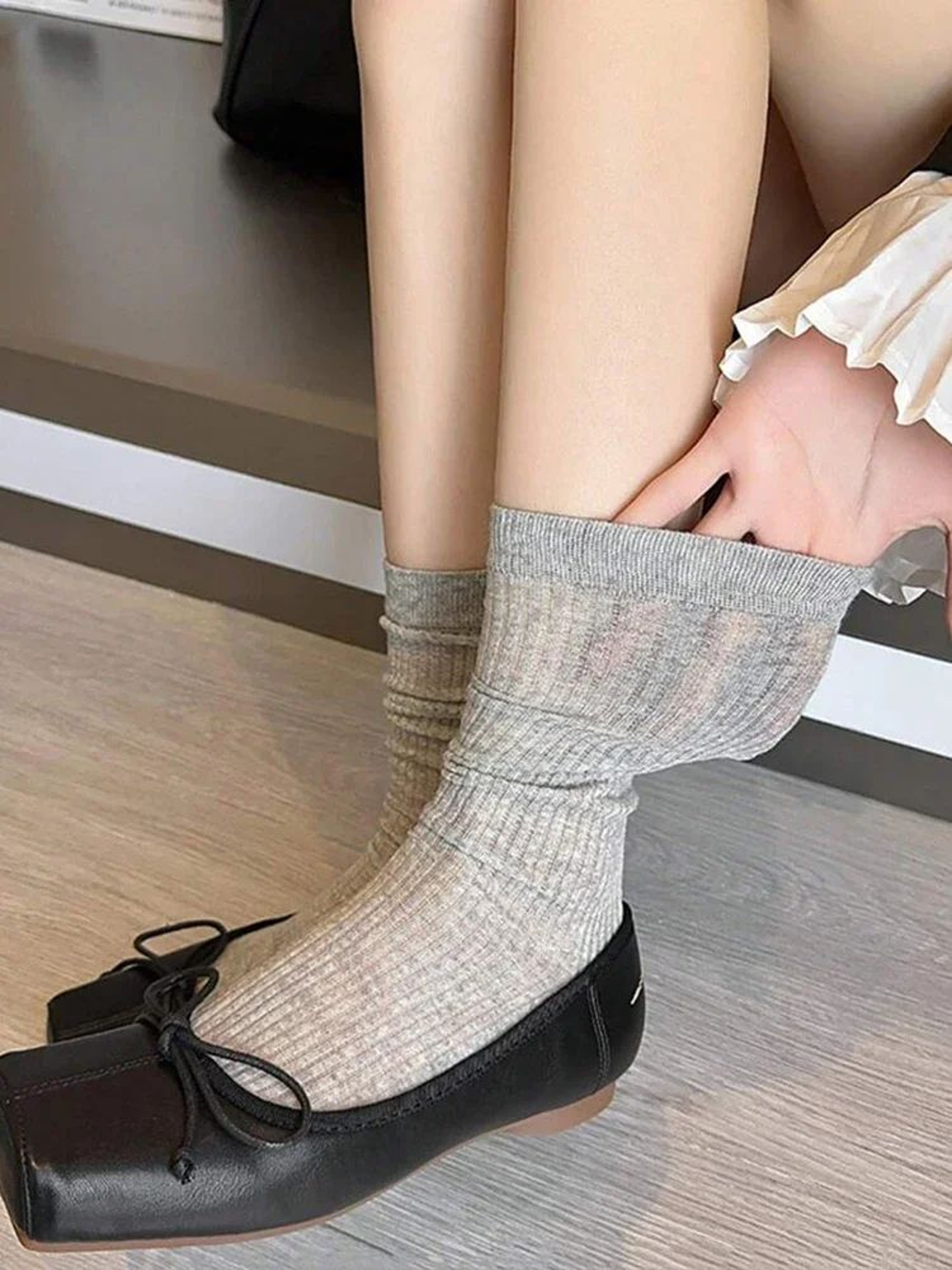 Womens Sheer Knee High Socks  Lightweight Sweet Style Stacked Socks For Summer 4 Pairs 0