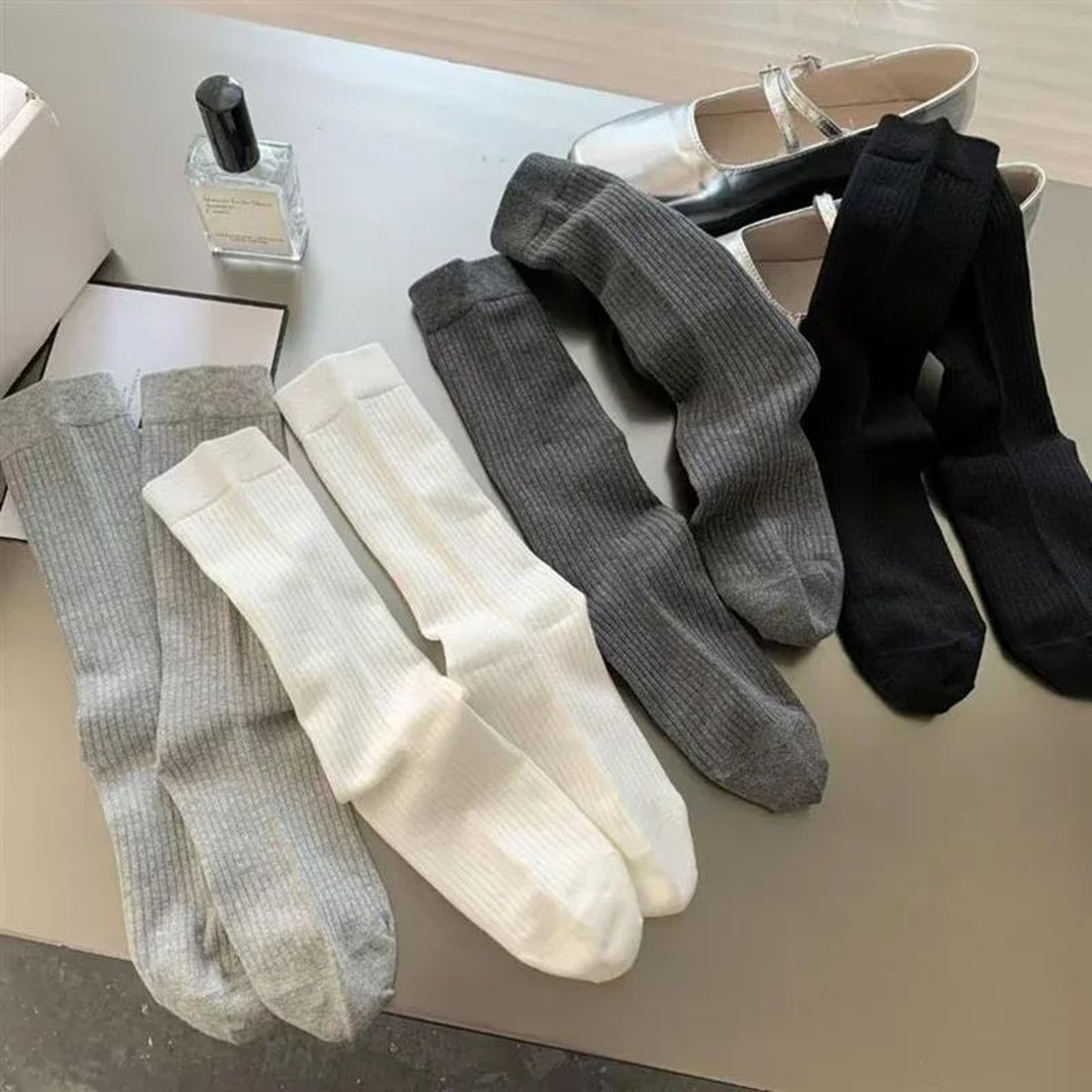 Womens Sheer Knee High Socks  Lightweight Sweet Style Stacked Socks For Summer 4 Pairs 3