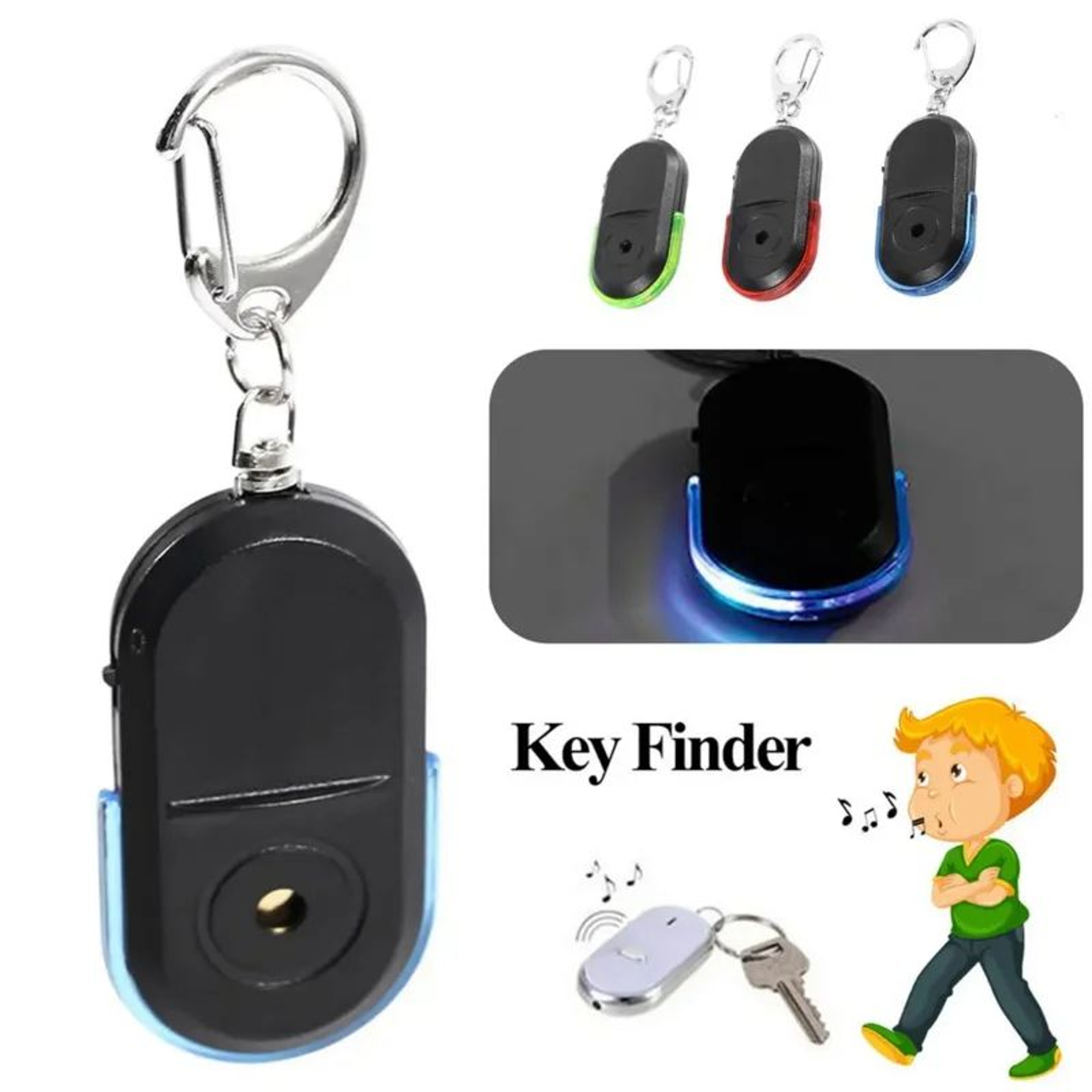 Smart Whistle Key Finder With LED Flashlight  Portable AntiLost Locator Keychain 3