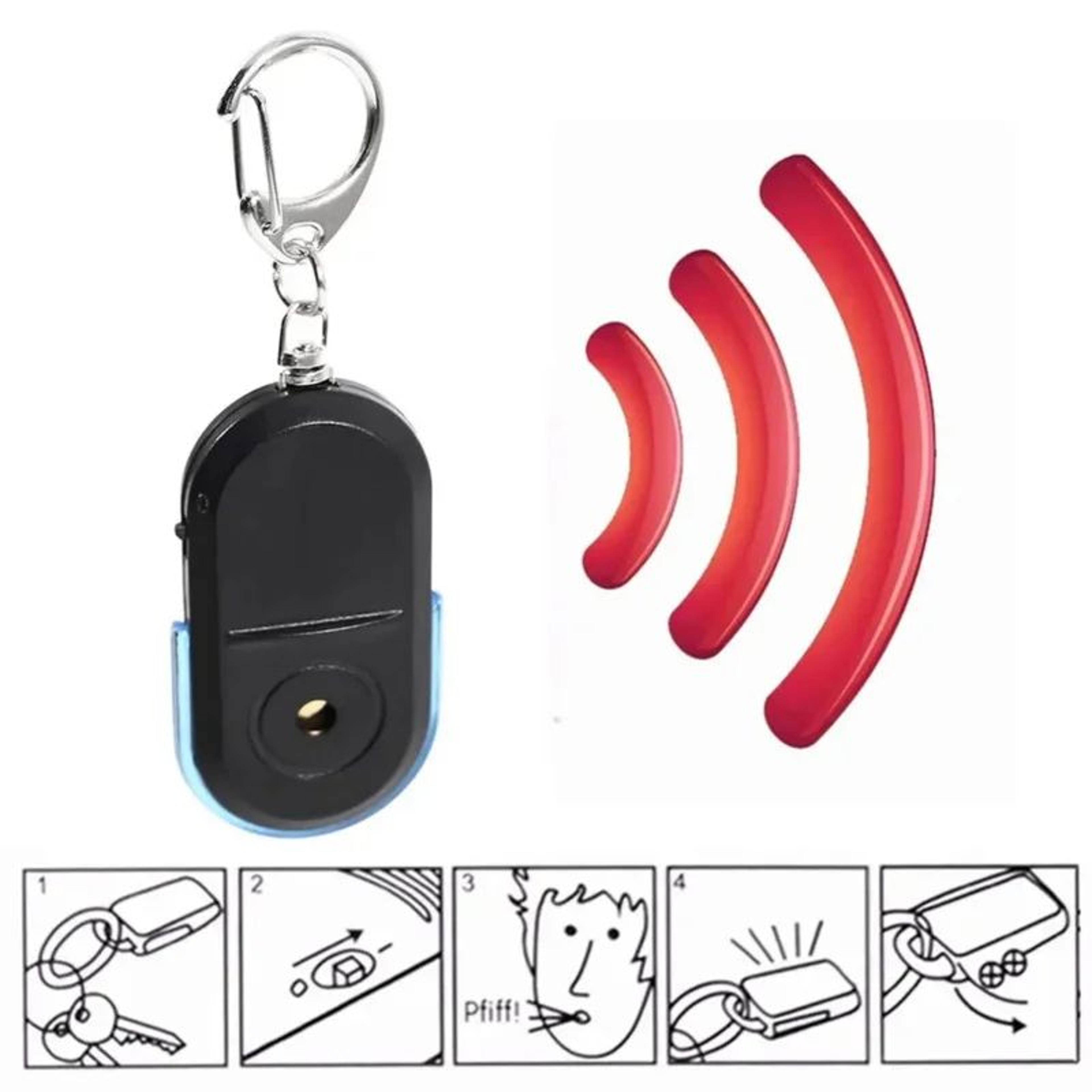 Smart Whistle Key Finder With LED Flashlight  Portable AntiLost Locator Keychain 4