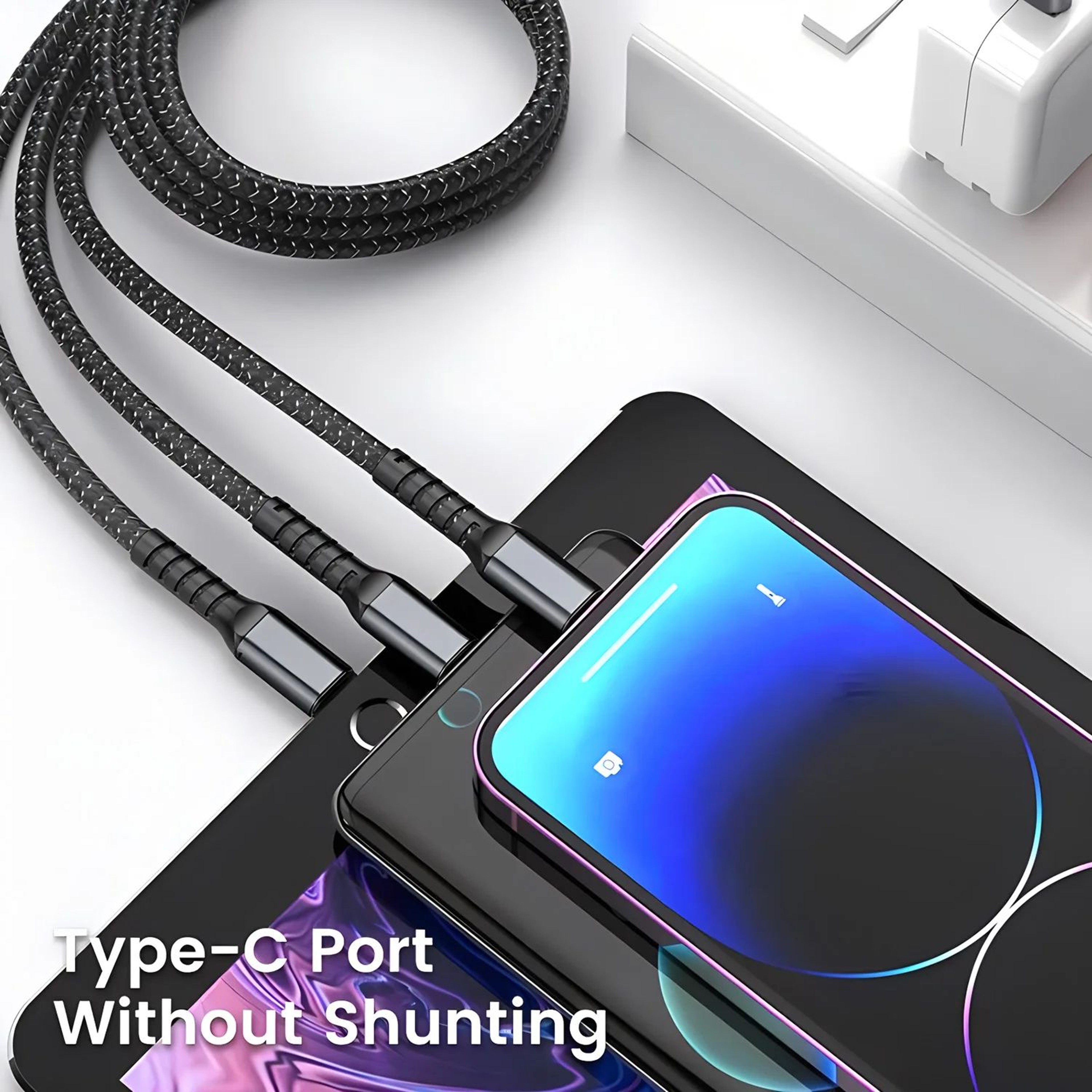 3in1 100W Fast Charging Cable With LED Indicator  USBC Micro USB  Lightning Universal Charger 0