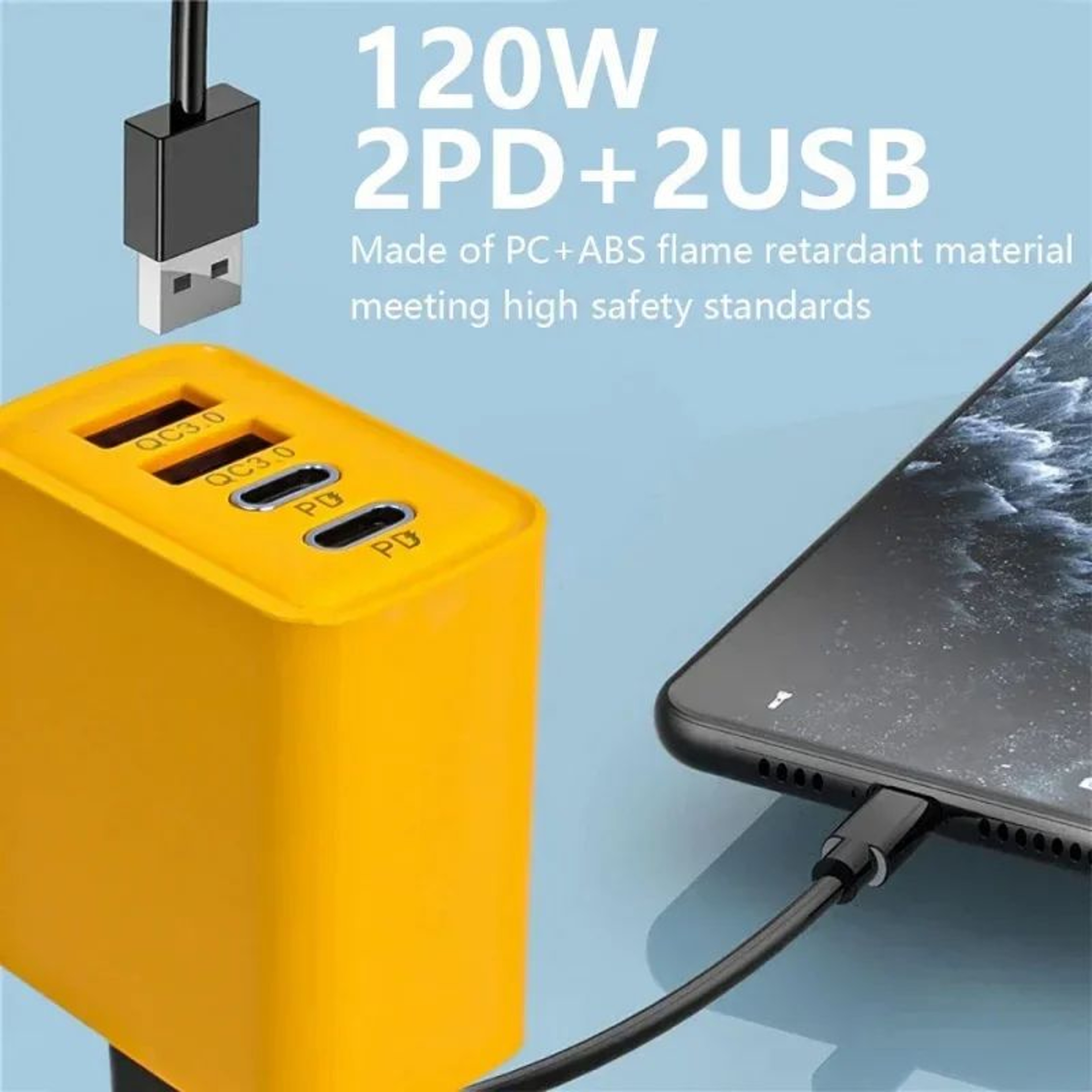 120W UltraFast Multiport USB Charger  4Port USBC  USB Quick Charge Adapter 1