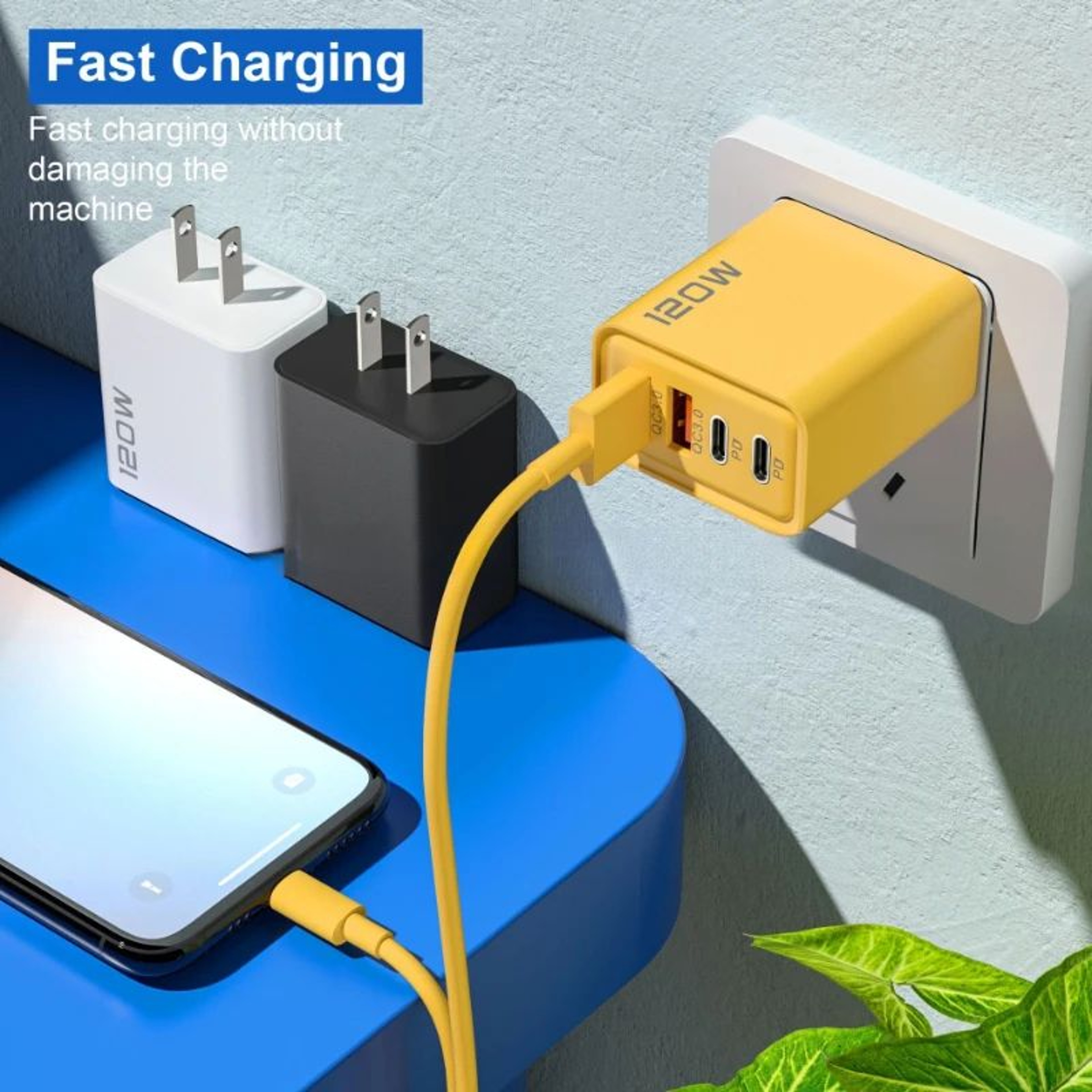 120W UltraFast Multiport USB Charger  4Port USBC  USB Quick Charge Adapter 2