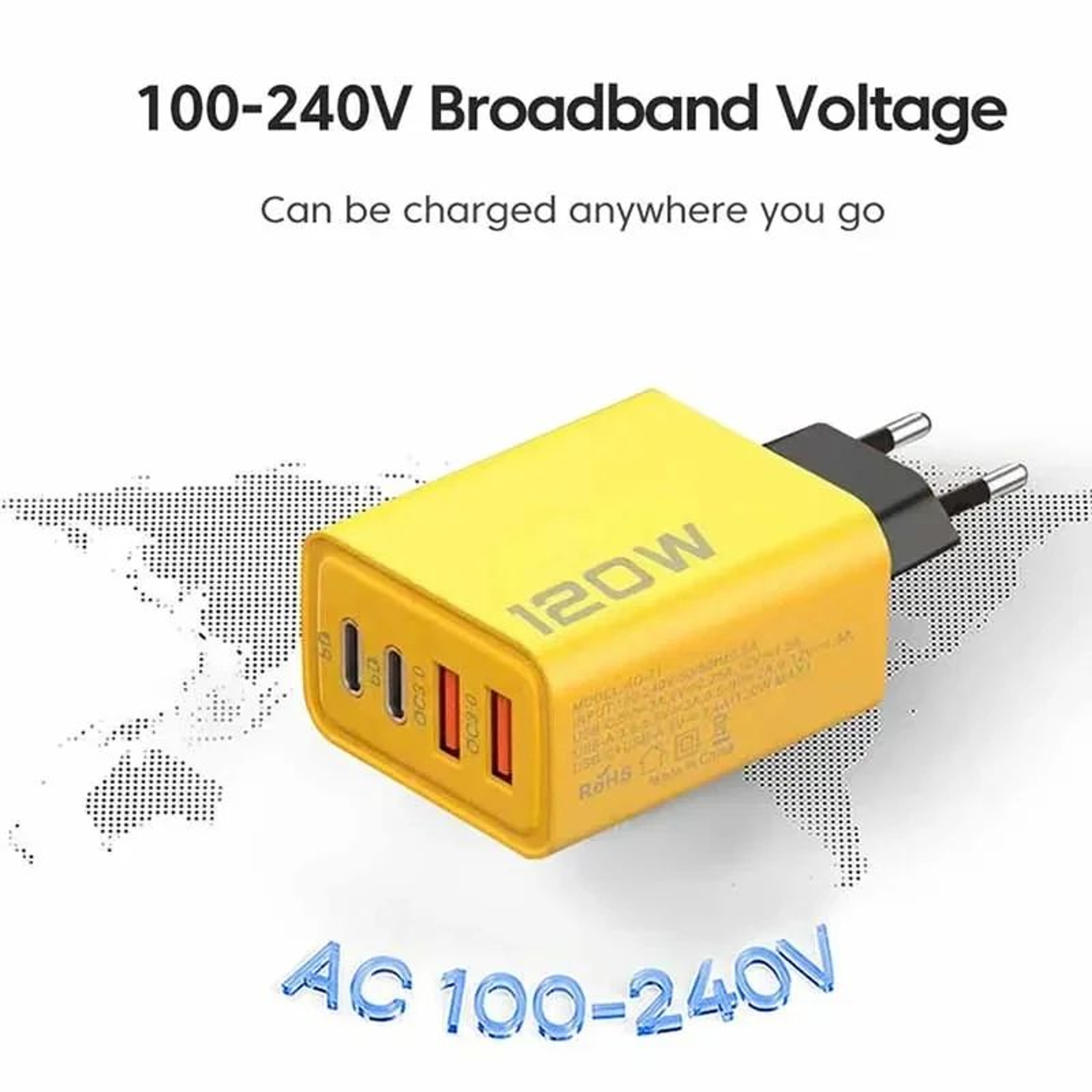 120W UltraFast Multiport USB Charger  4Port USBC  USB Quick Charge Adapter 3