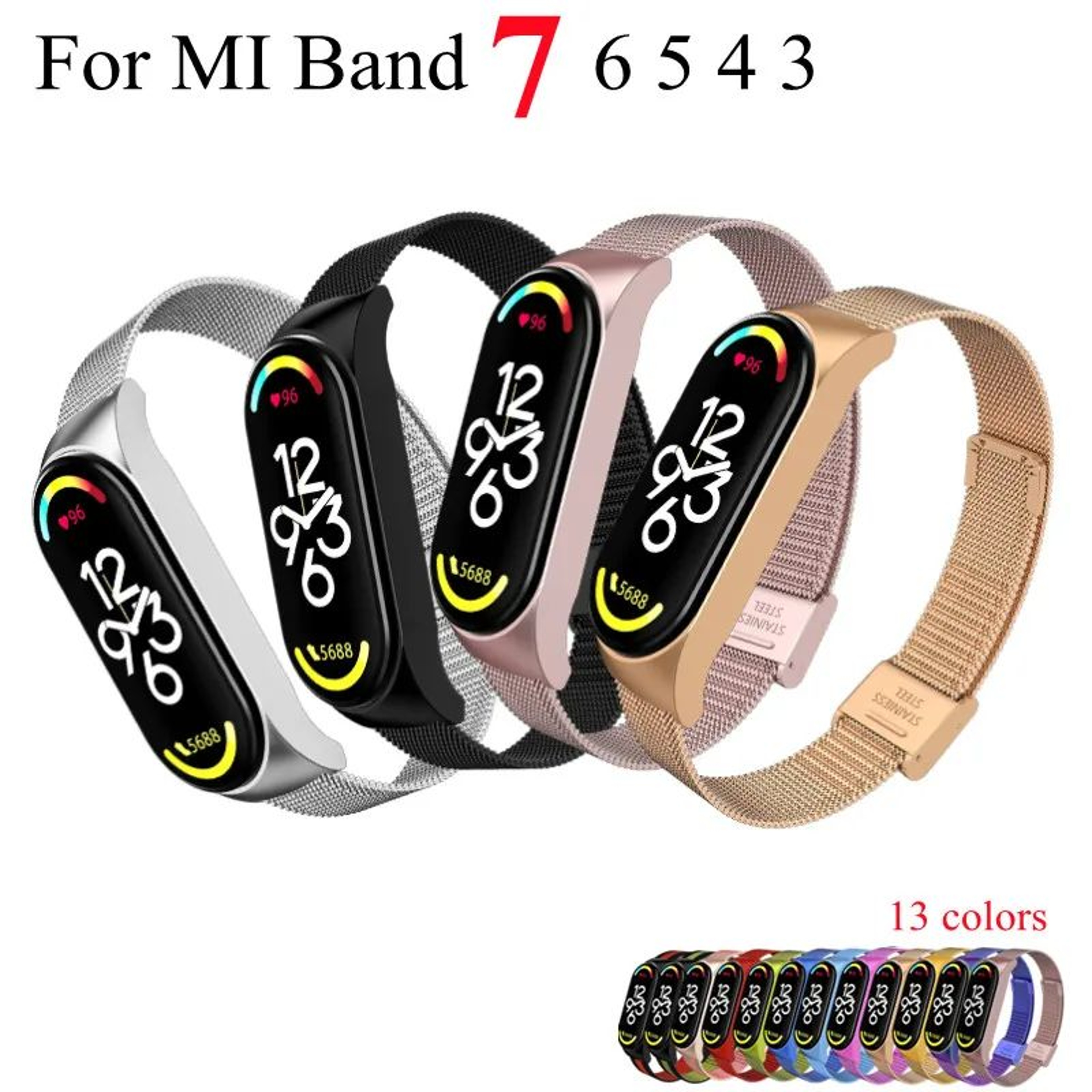 Stainless Steel Metal Strap Bracelet For Xiaomi Mi Band 37 0
