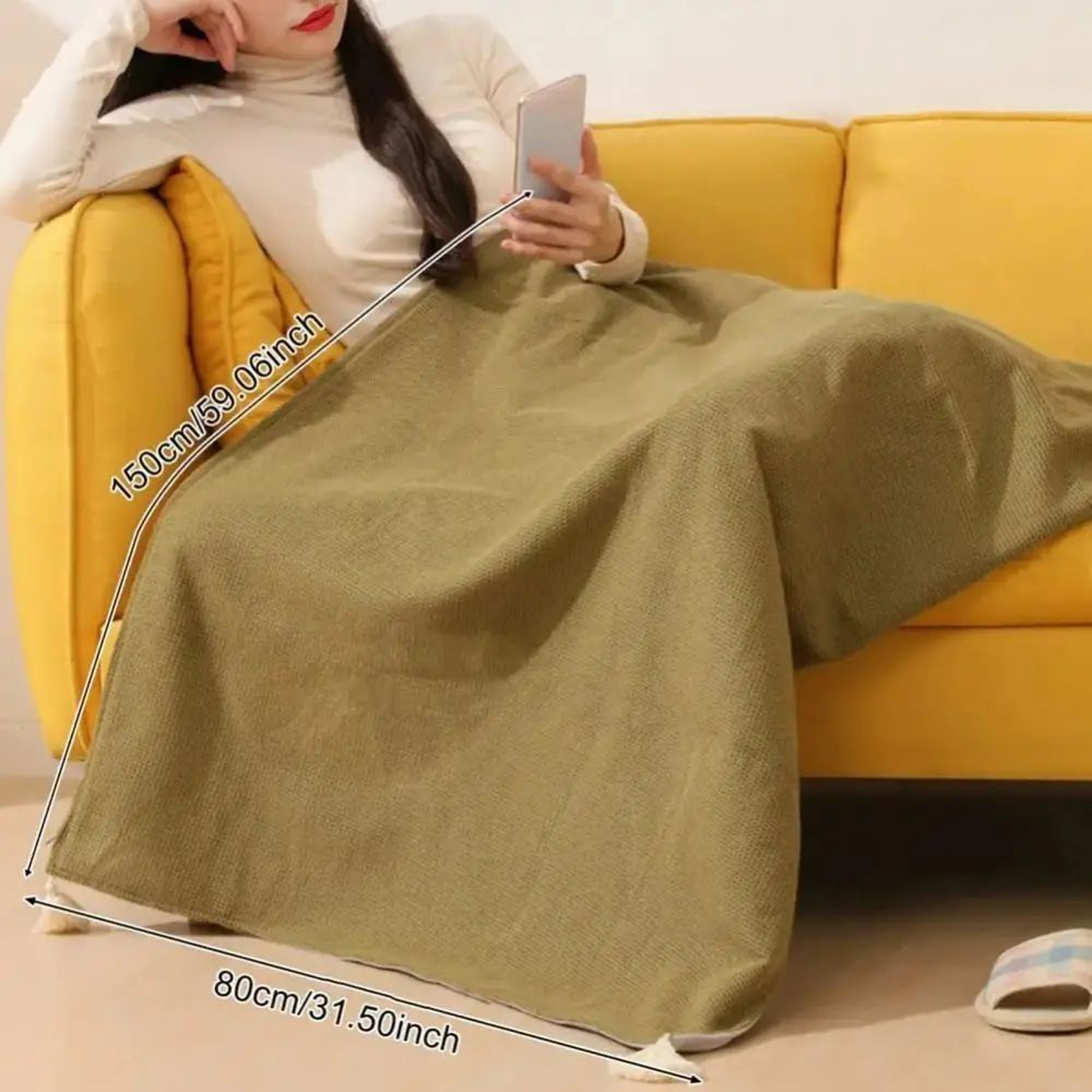 USB Heated Wearable Body Warmer Shawl  Soft Electric Blanket With Zipper  3 Heat Levels 5