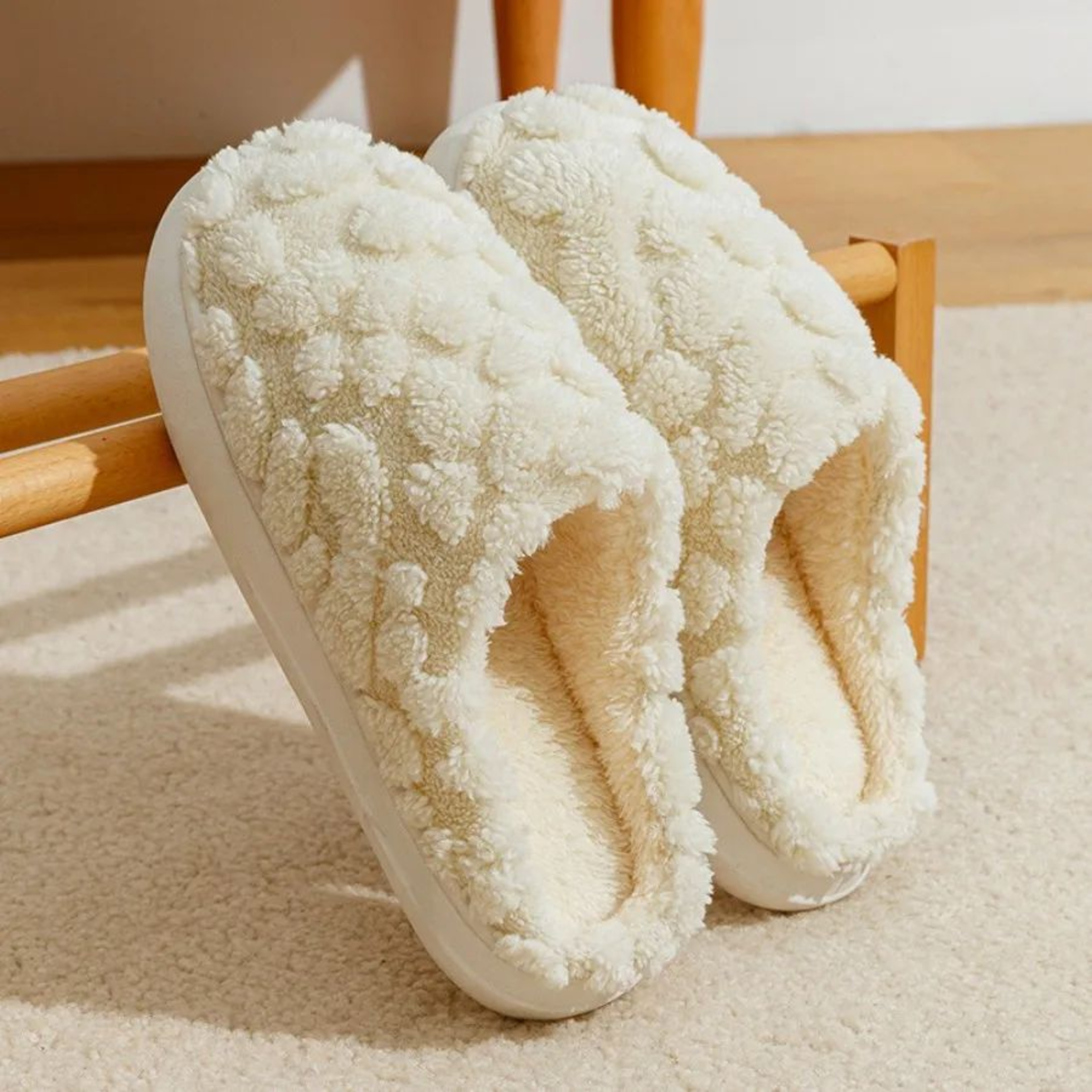 Warm Cotton House Slippers For Women  Couples  Soft Fluffy Indoor Flat Shoes 8