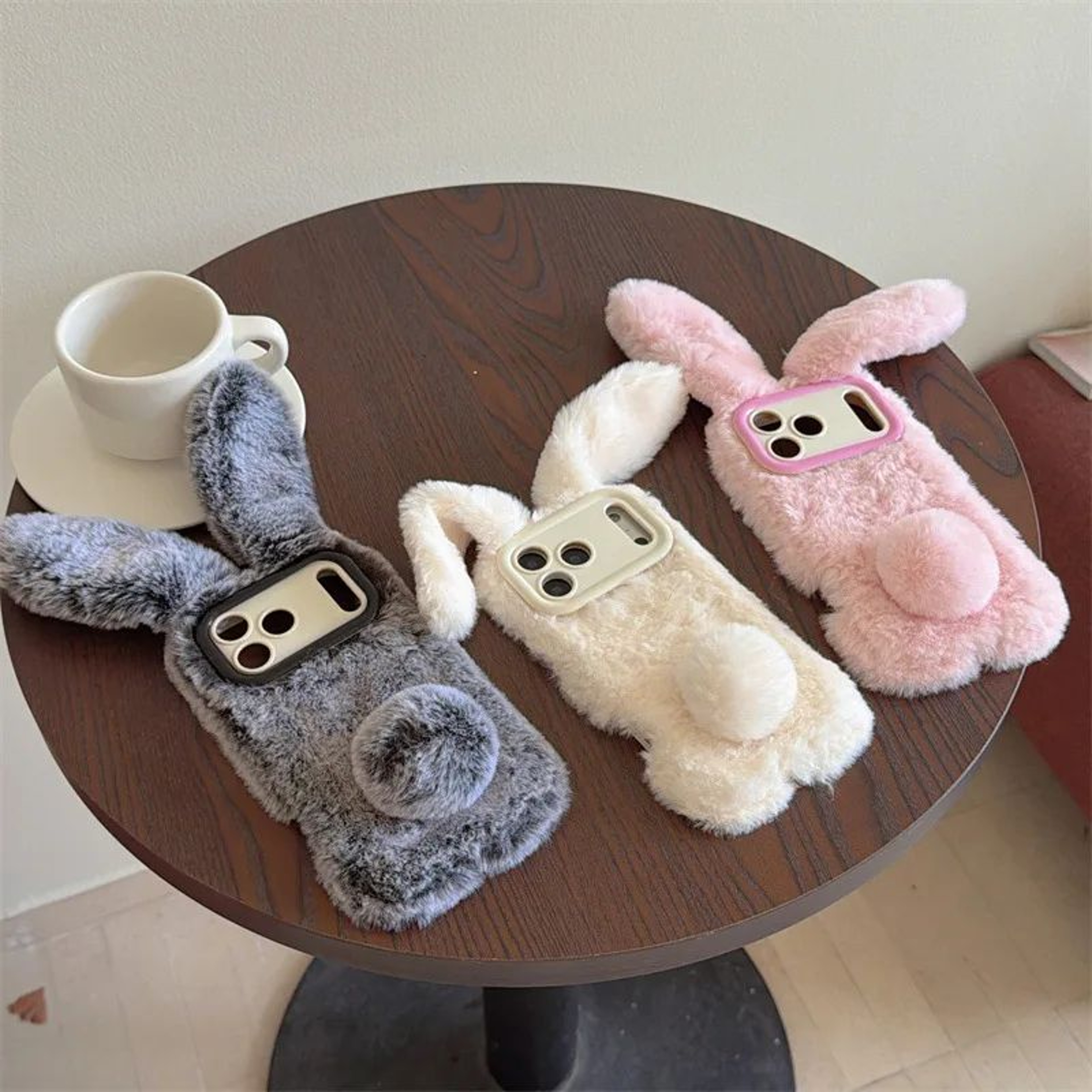 Premium Furry Rabbit Plush Phone Case  Cute 3D ShockResistant IPhone Cover 0