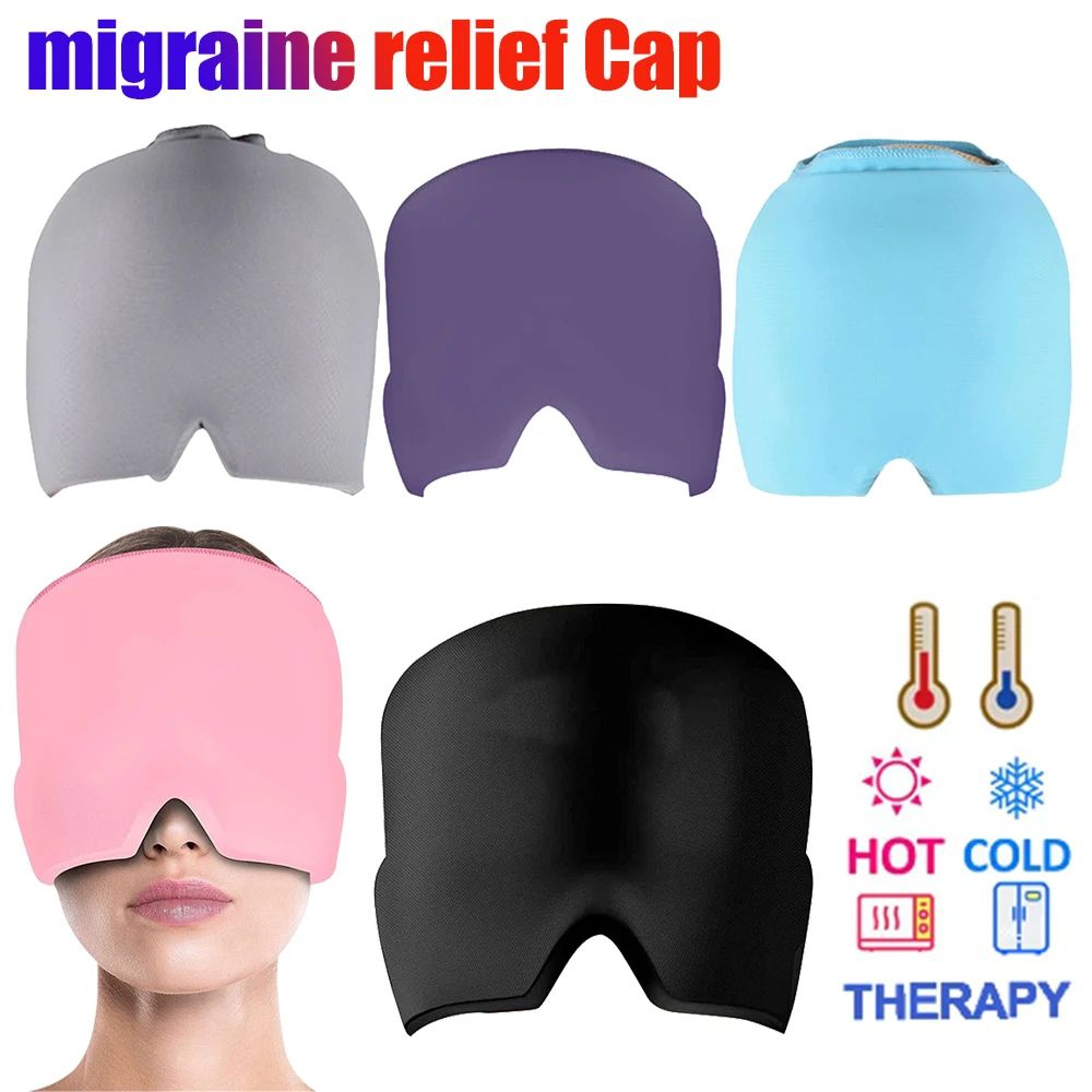 Migraine Relief Ice Cap  Cold Compression Head Wrap For Headaches Sinus Pressure  Stress 0