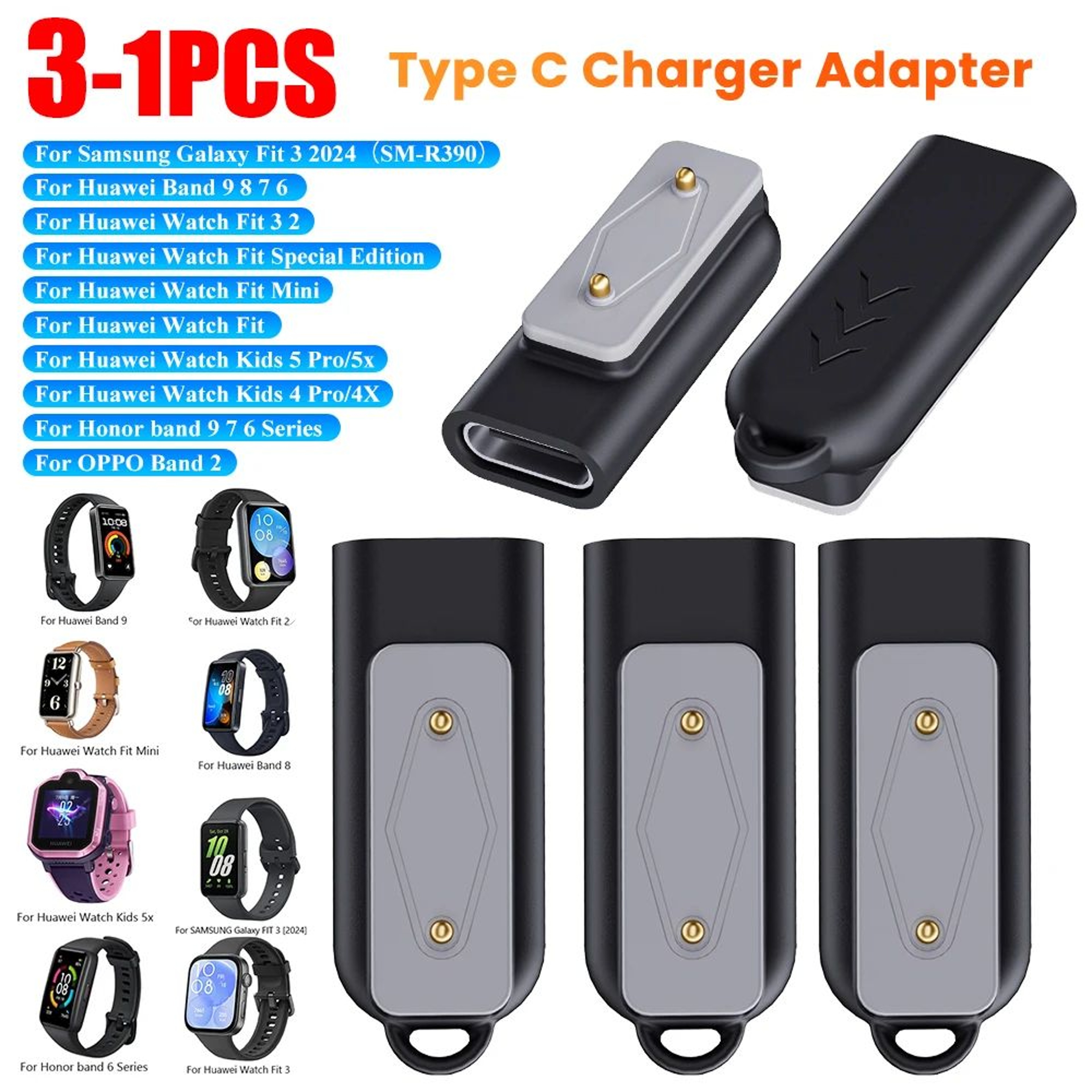 RightAngle USBC Watch Charger Adapter For Samsung Galaxy Fit  Huawei Watch Fit 1